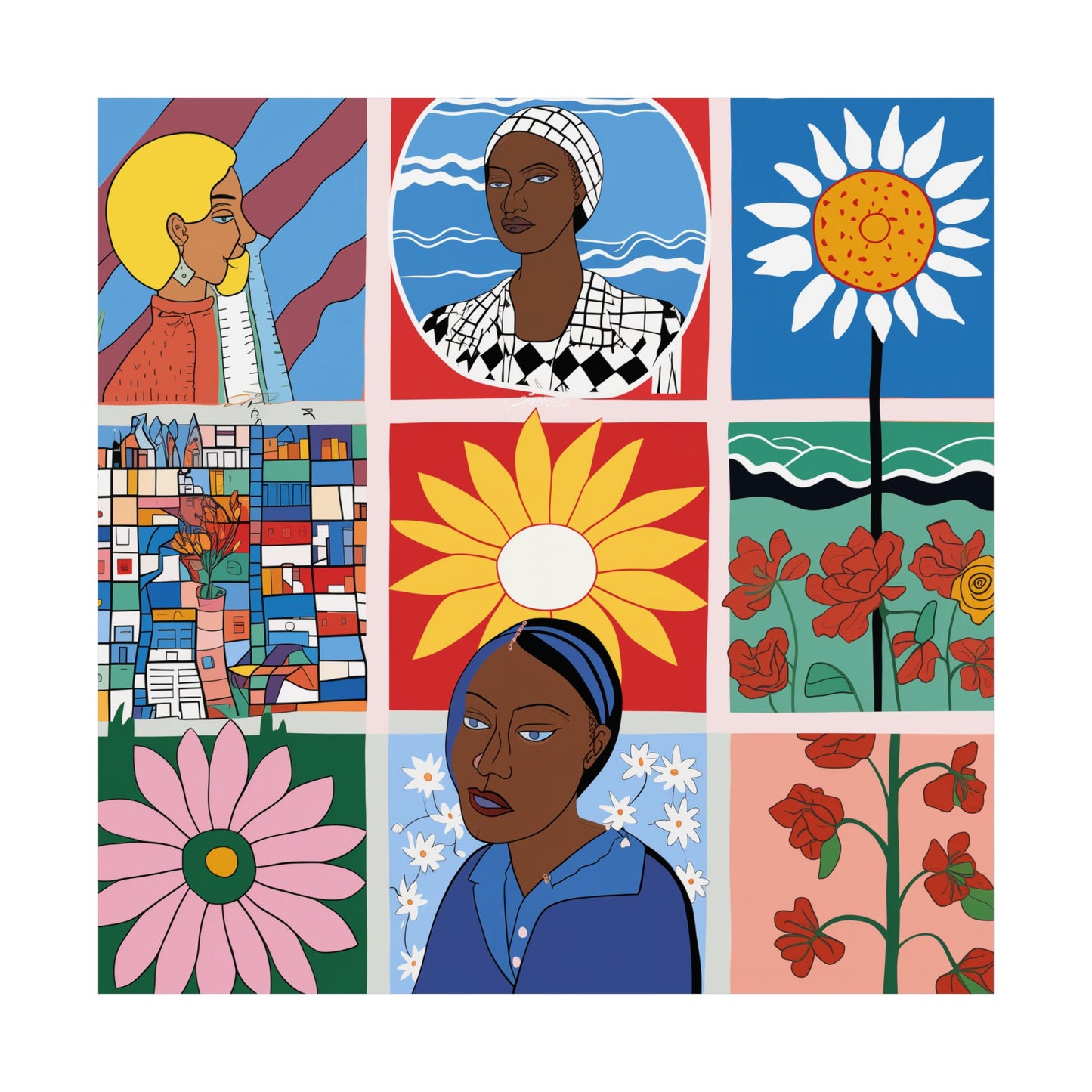 Feminist Portrait & Floral Poster | Afrocentric Storytelling Wall Art