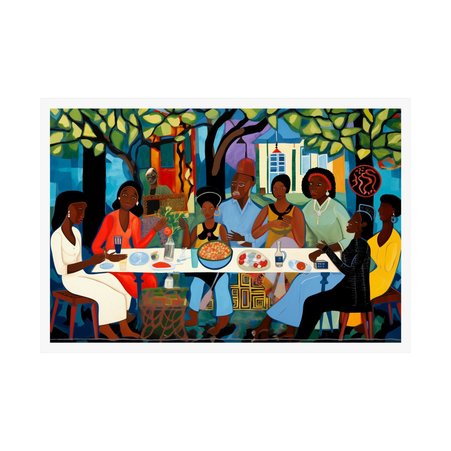 African American Family Dinner Poster | Cultural Unity Wall Art Print
