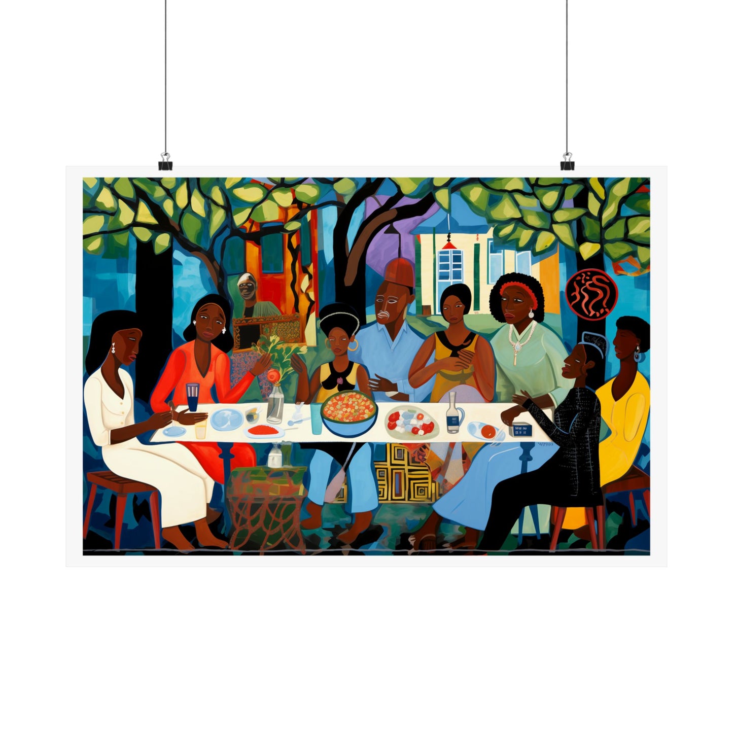 African American Family Dinner Poster | Cultural Unity Wall Art Print