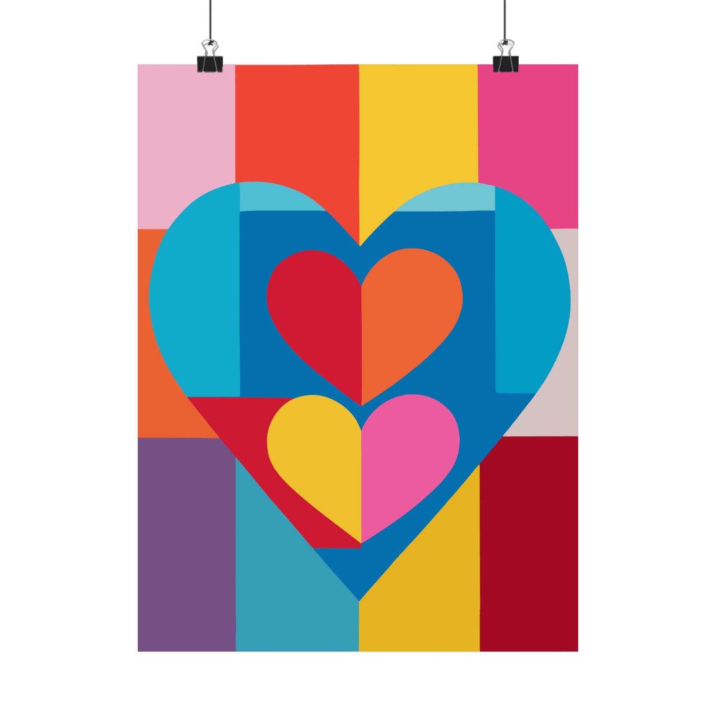 Colorful Geometric Heart Poster | Modern Graphic Wall Art Print