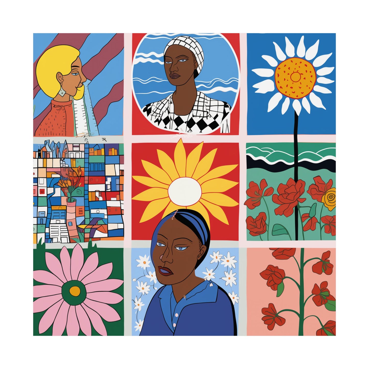 Feminist Portrait & Floral Poster | Afrocentric Storytelling Wall Art