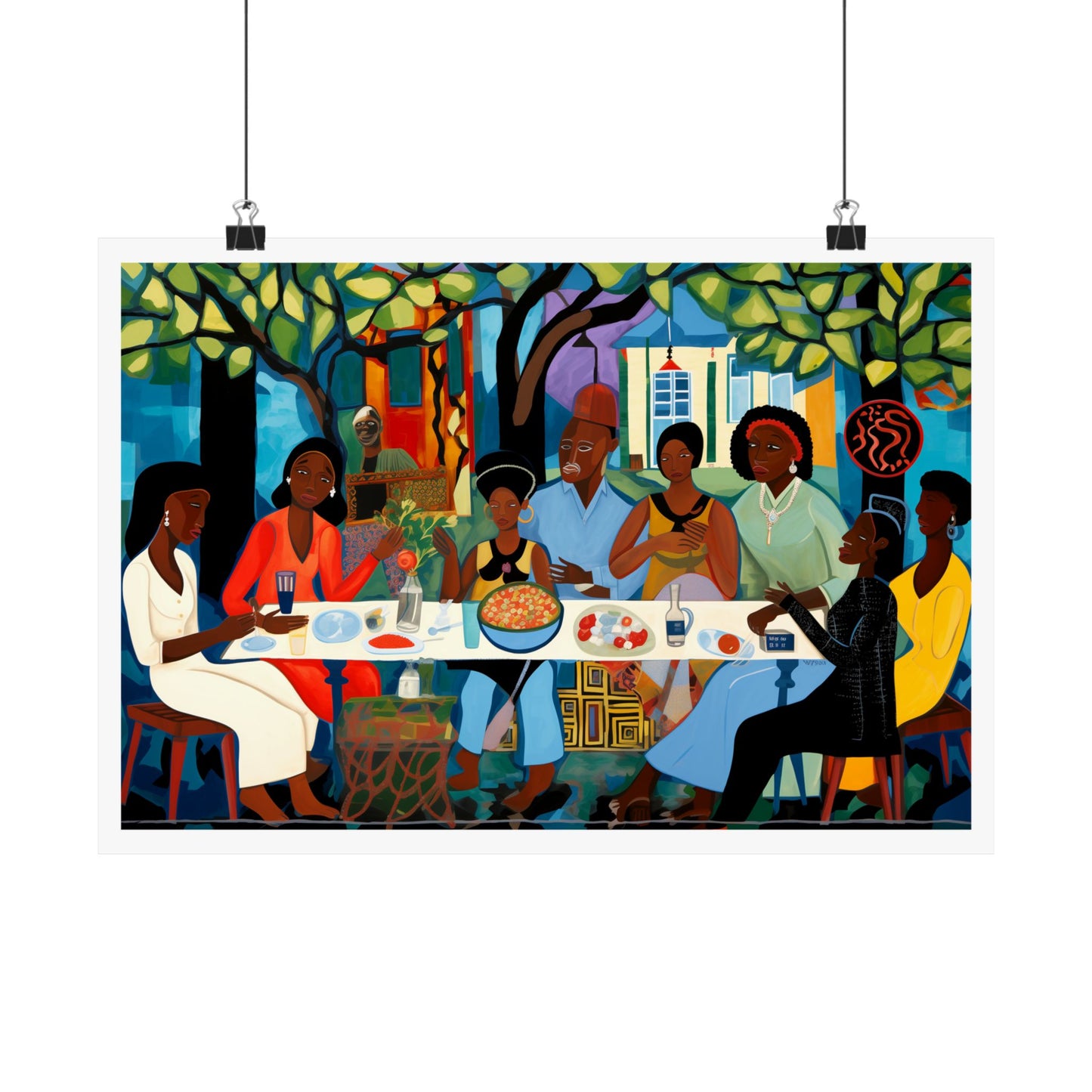 African American Family Dinner Poster | Cultural Unity Wall Art Print