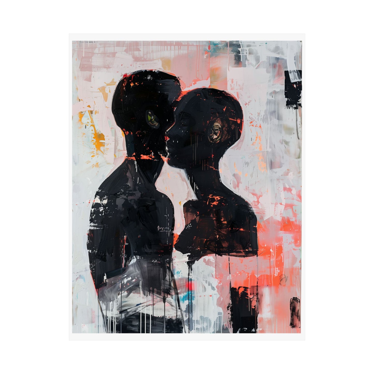 Abstract Black Couple Poster | Afro American Expressionist Wall Art