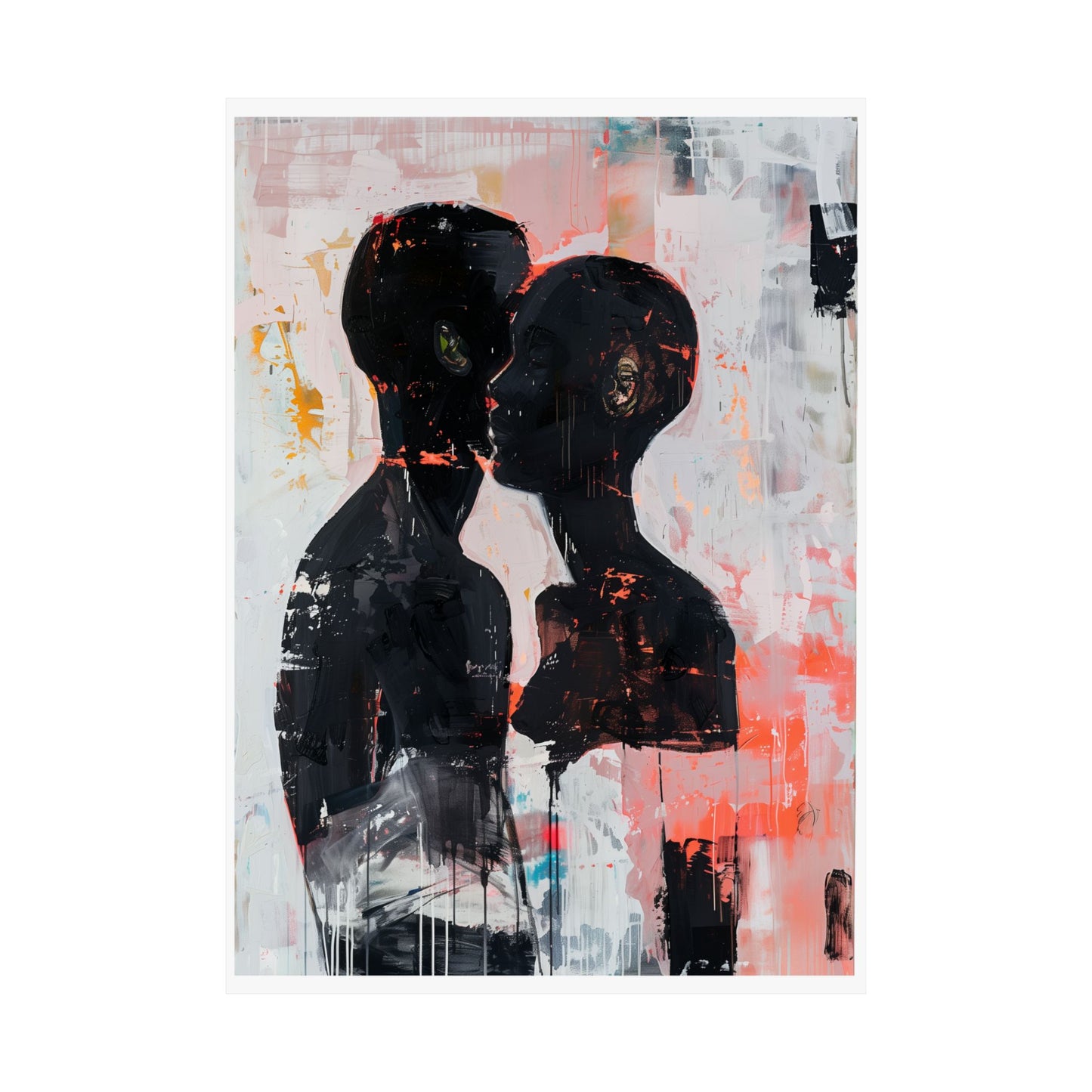 Abstract Black Couple Poster | Afro American Expressionist Wall Art