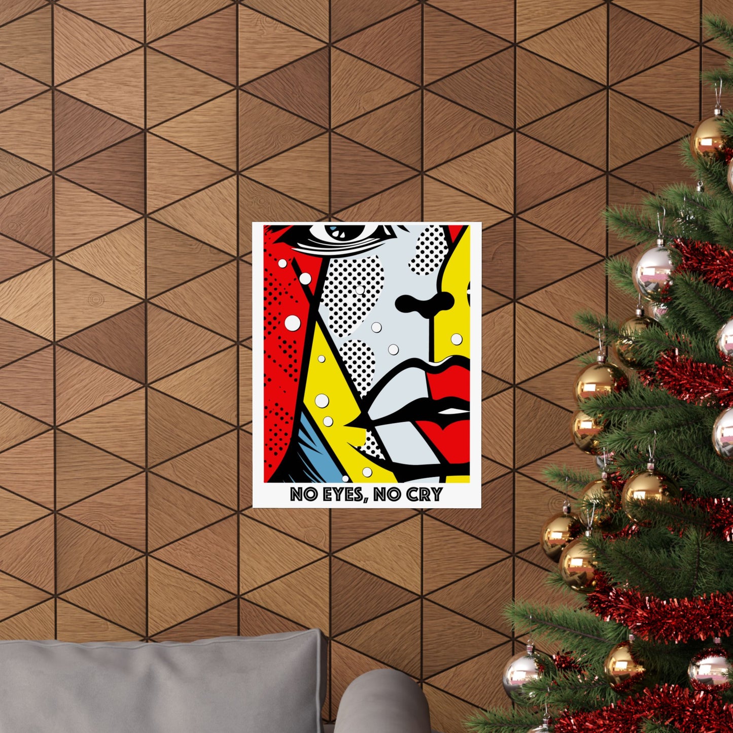 No Eyes No Cry Poster | Retro Dot Art Comic Style Print
