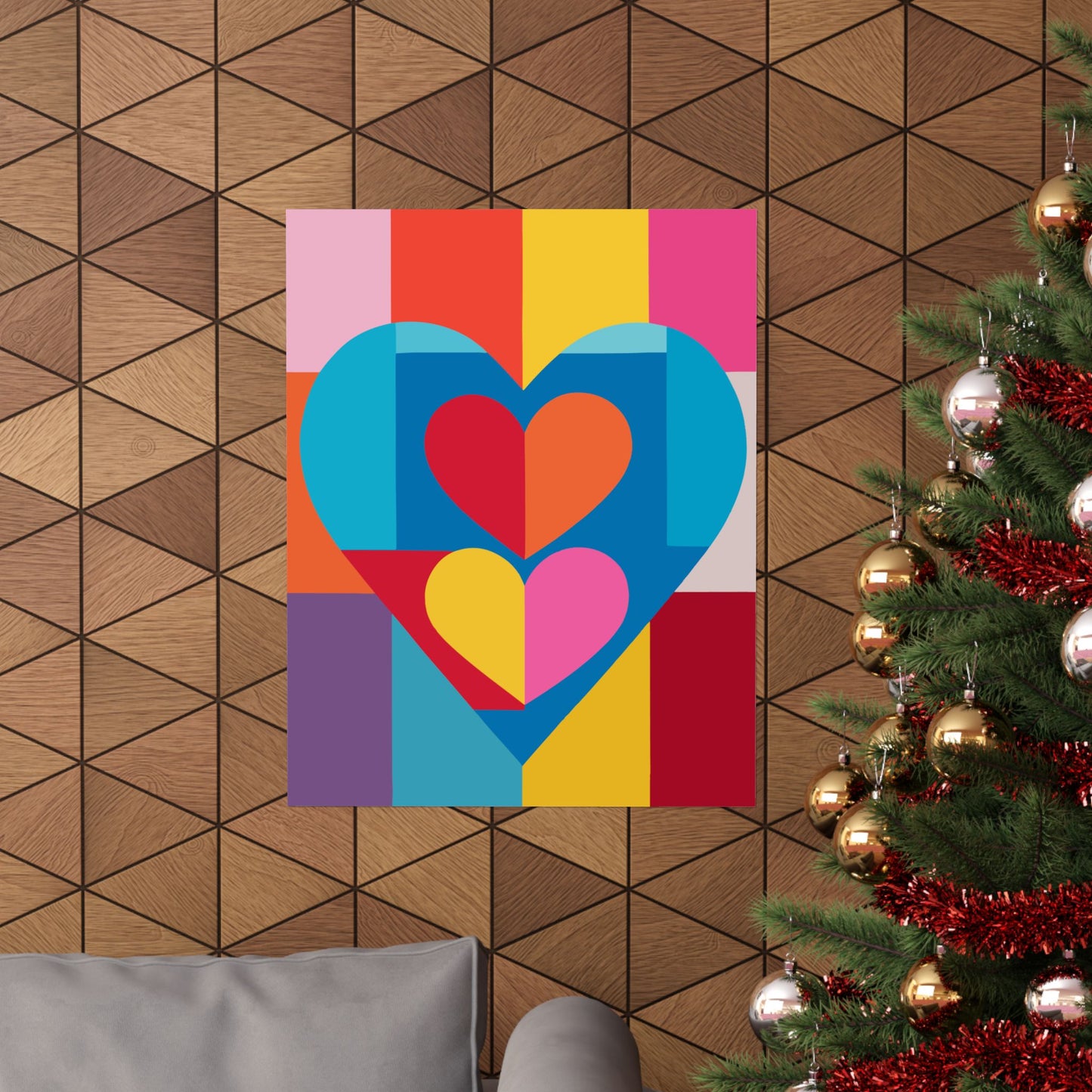 Colorful Geometric Heart Poster | Modern Graphic Wall Art Print