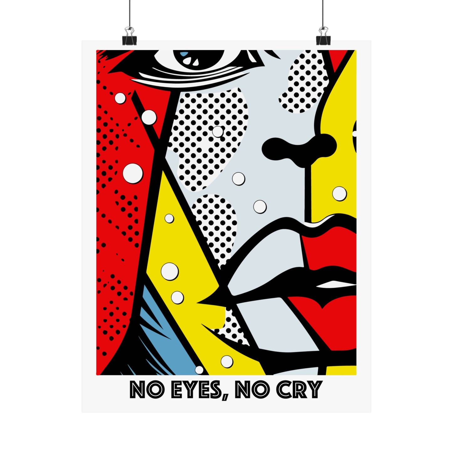 No Eyes No Cry Poster | Retro Dot Art Comic Style Print