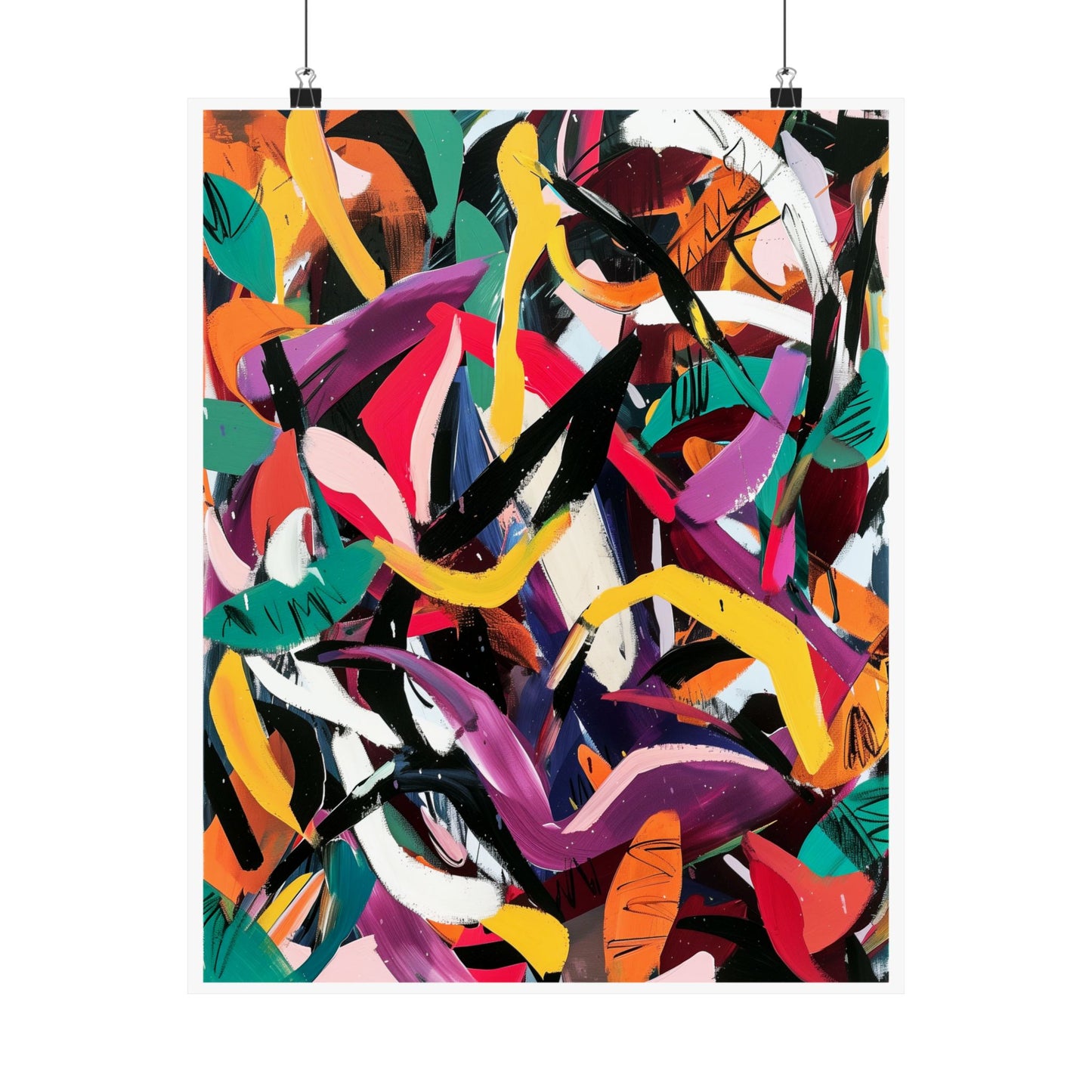 Dynamic Brushstroke Abstract Poster | Expressionist Color Splash Wall Art