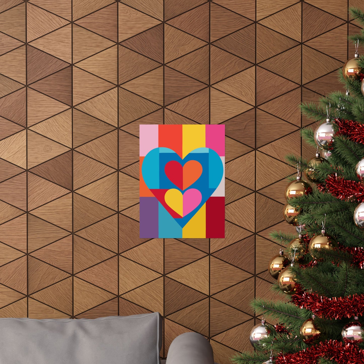 Colorful Geometric Heart Poster | Modern Graphic Wall Art Print