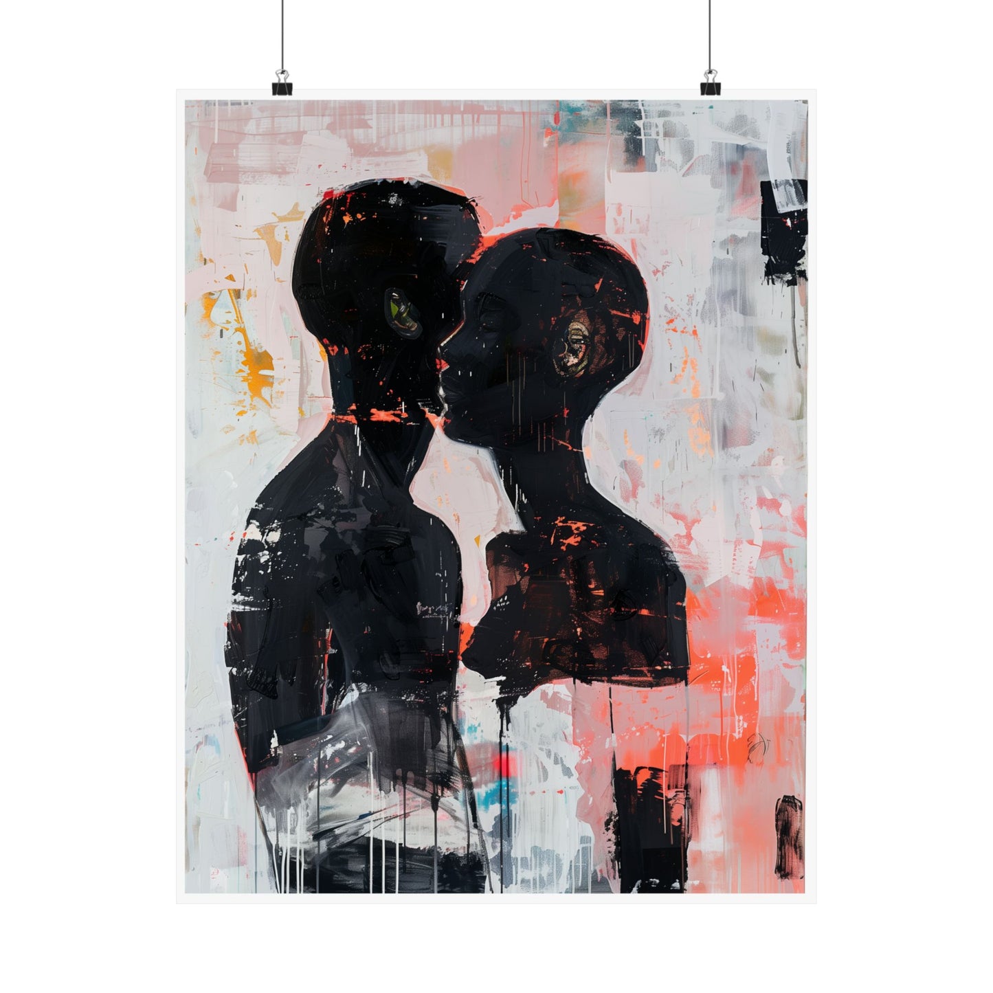 Abstract Black Couple Poster | Afro American Expressionist Wall Art