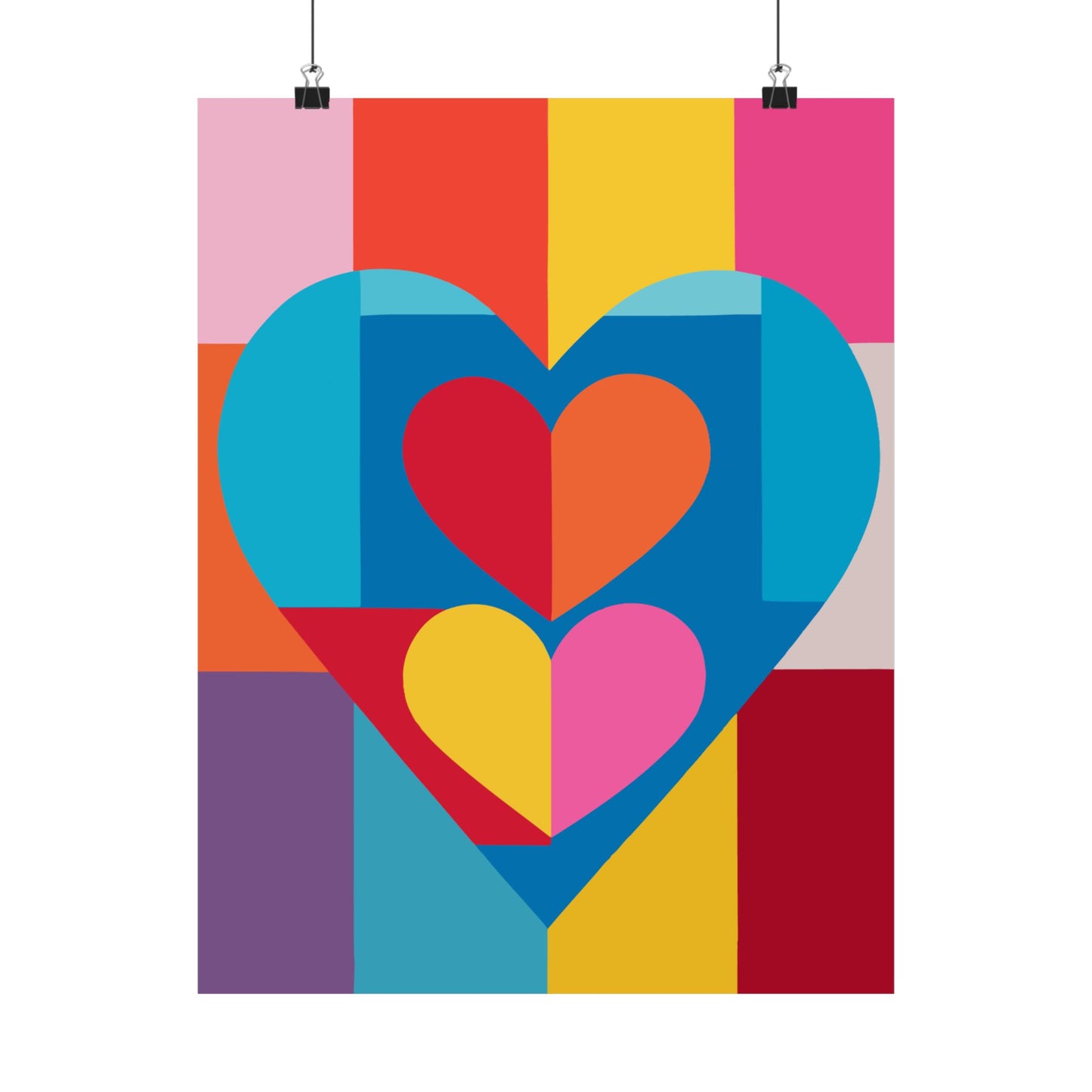 Colorful Geometric Heart Poster | Modern Graphic Wall Art Print
