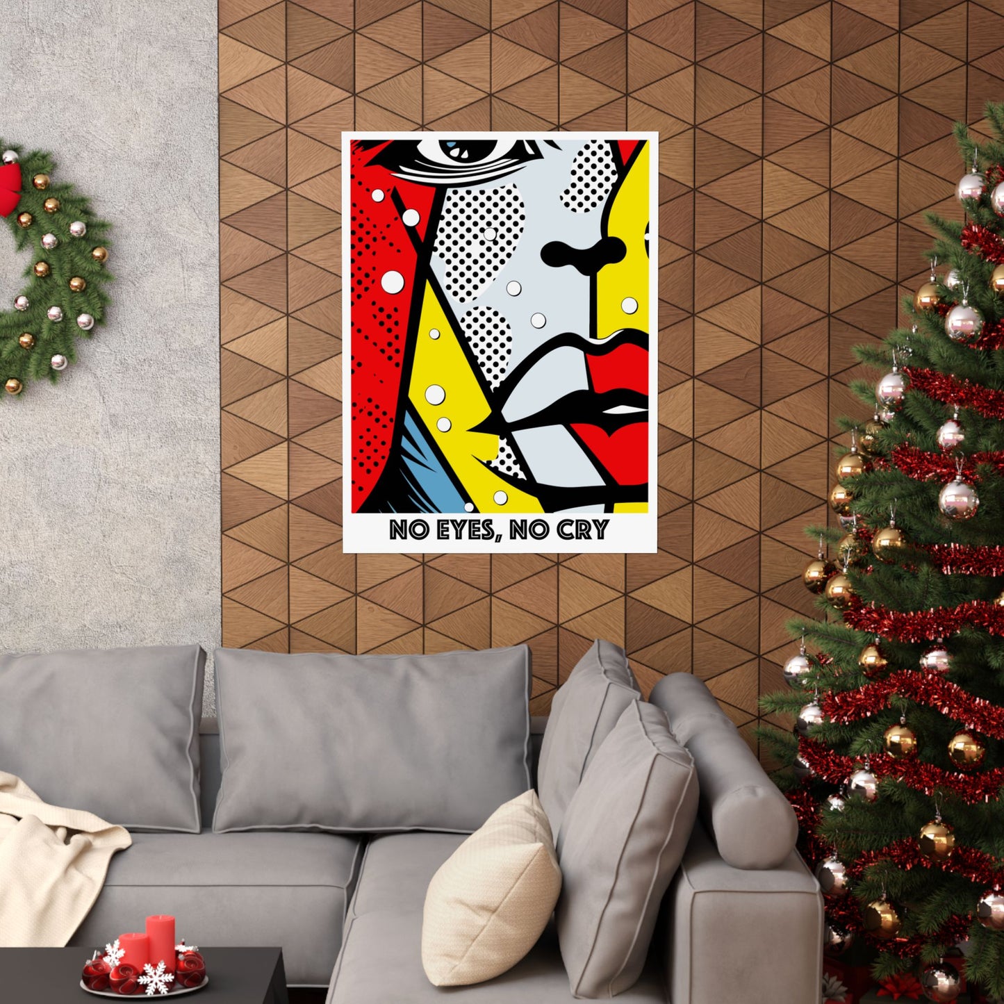 No Eyes No Cry Poster | Retro Dot Art Comic Style Print