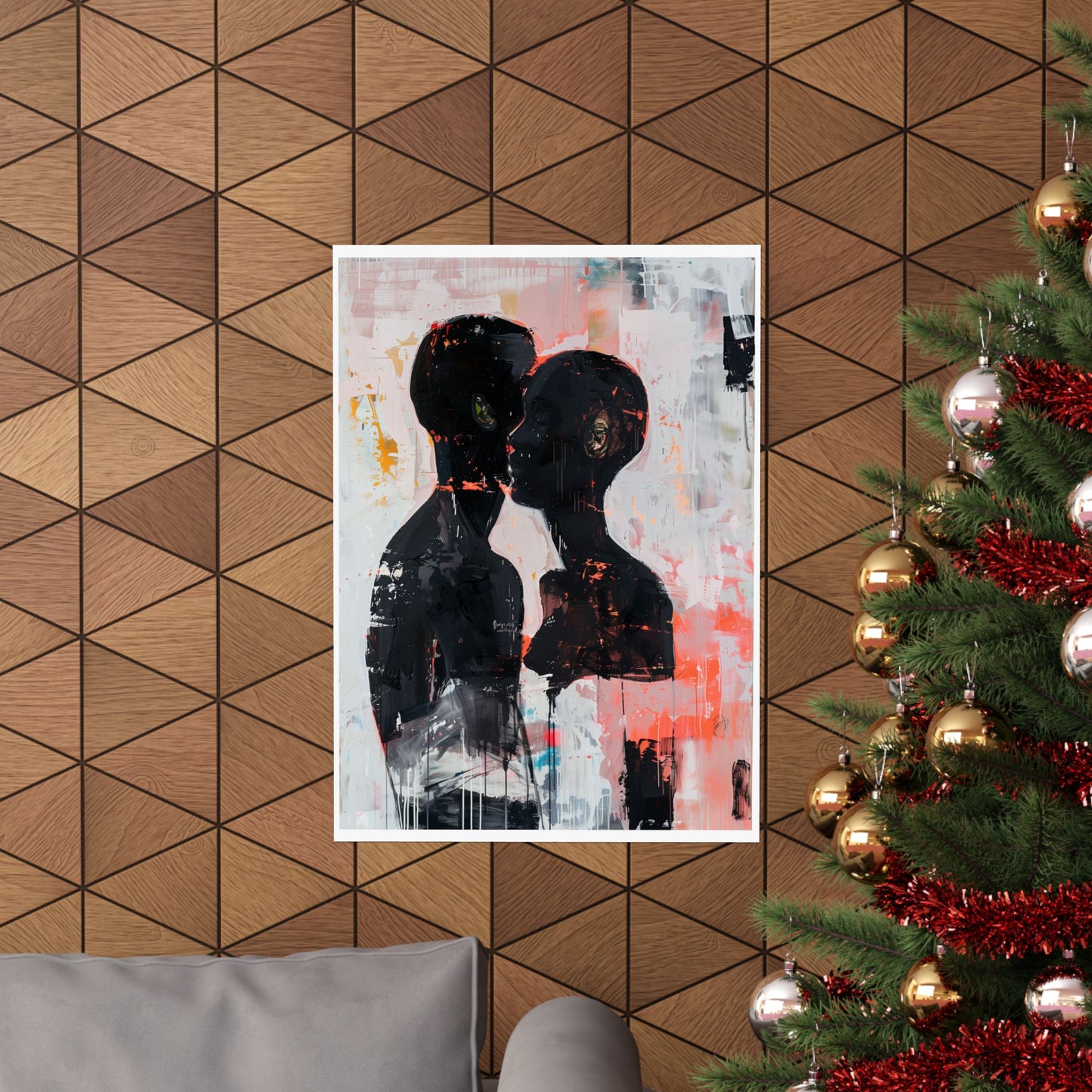 Abstract Black Couple Poster | Afro American Expressionist Wall Art