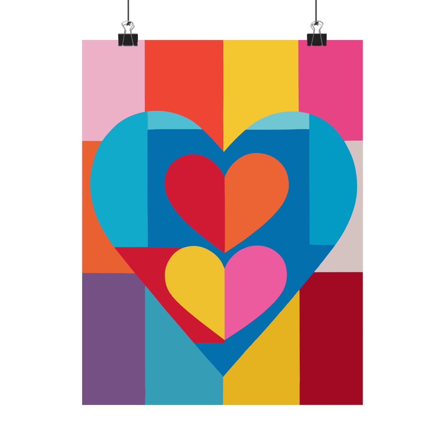 Colorful Geometric Heart Poster | Modern Graphic Wall Art Print