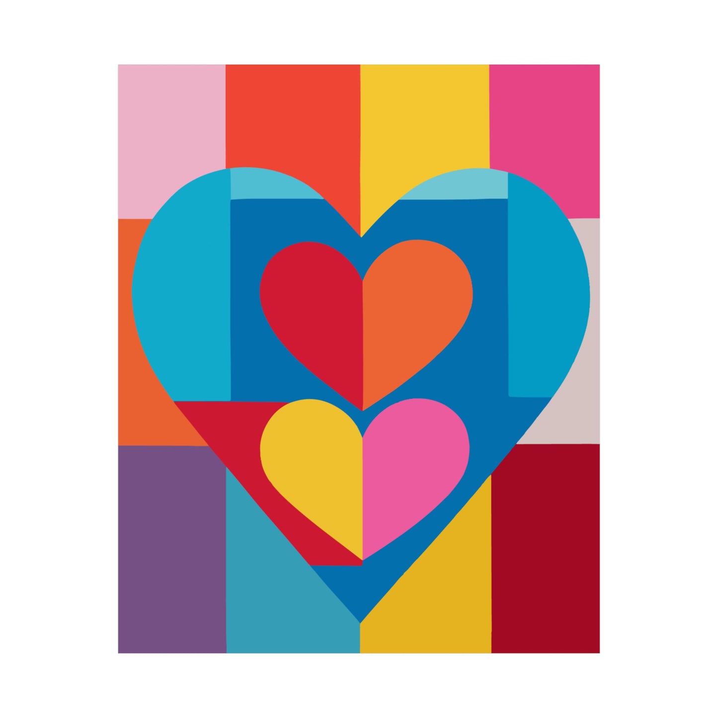 Colorful Geometric Heart Poster | Modern Graphic Wall Art Print