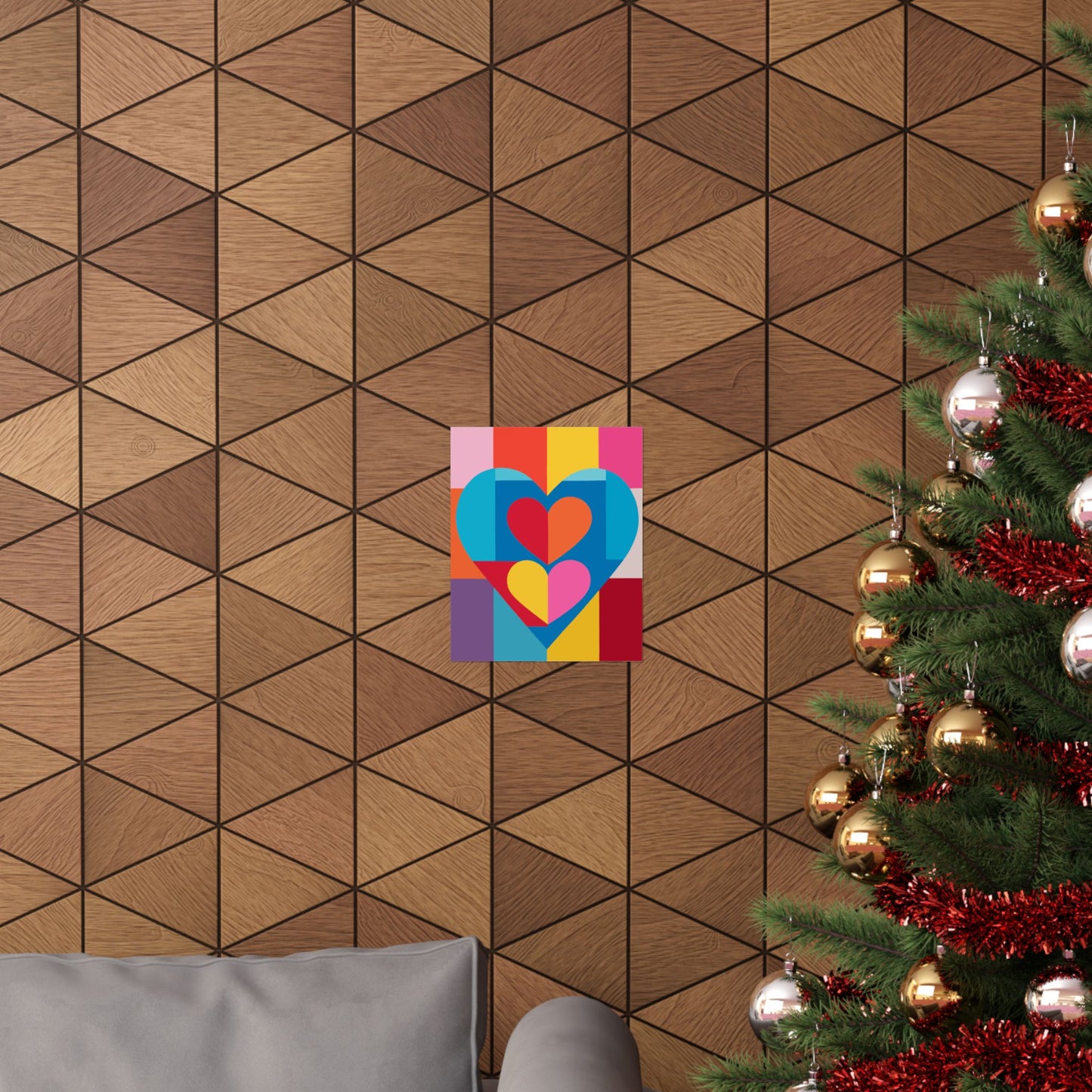 Colorful Geometric Heart Poster | Modern Graphic Wall Art Print