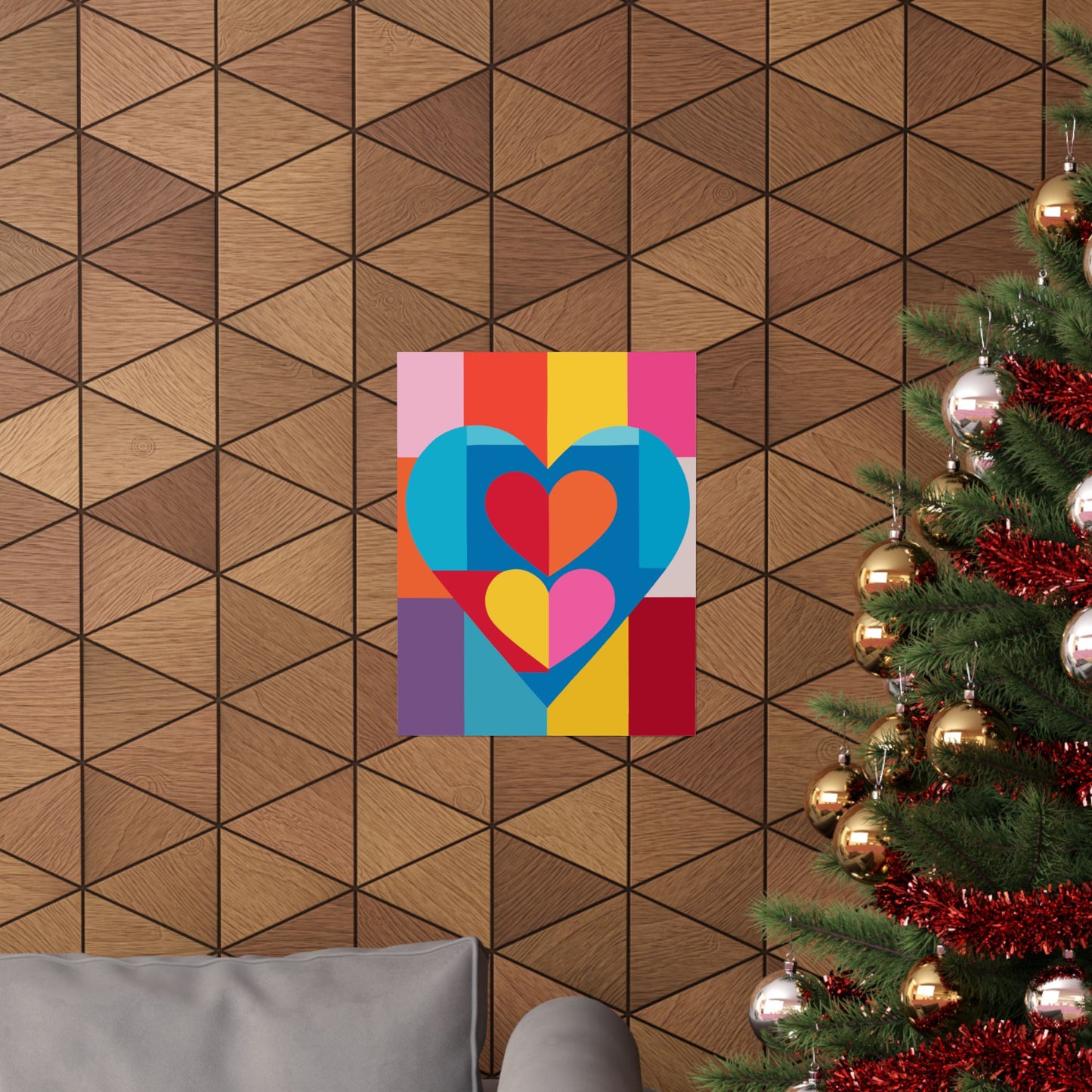 Colorful Geometric Heart Poster | Modern Graphic Wall Art Print