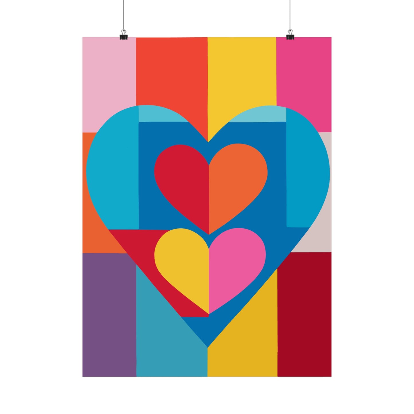 Colorful Geometric Heart Poster | Modern Graphic Wall Art Print