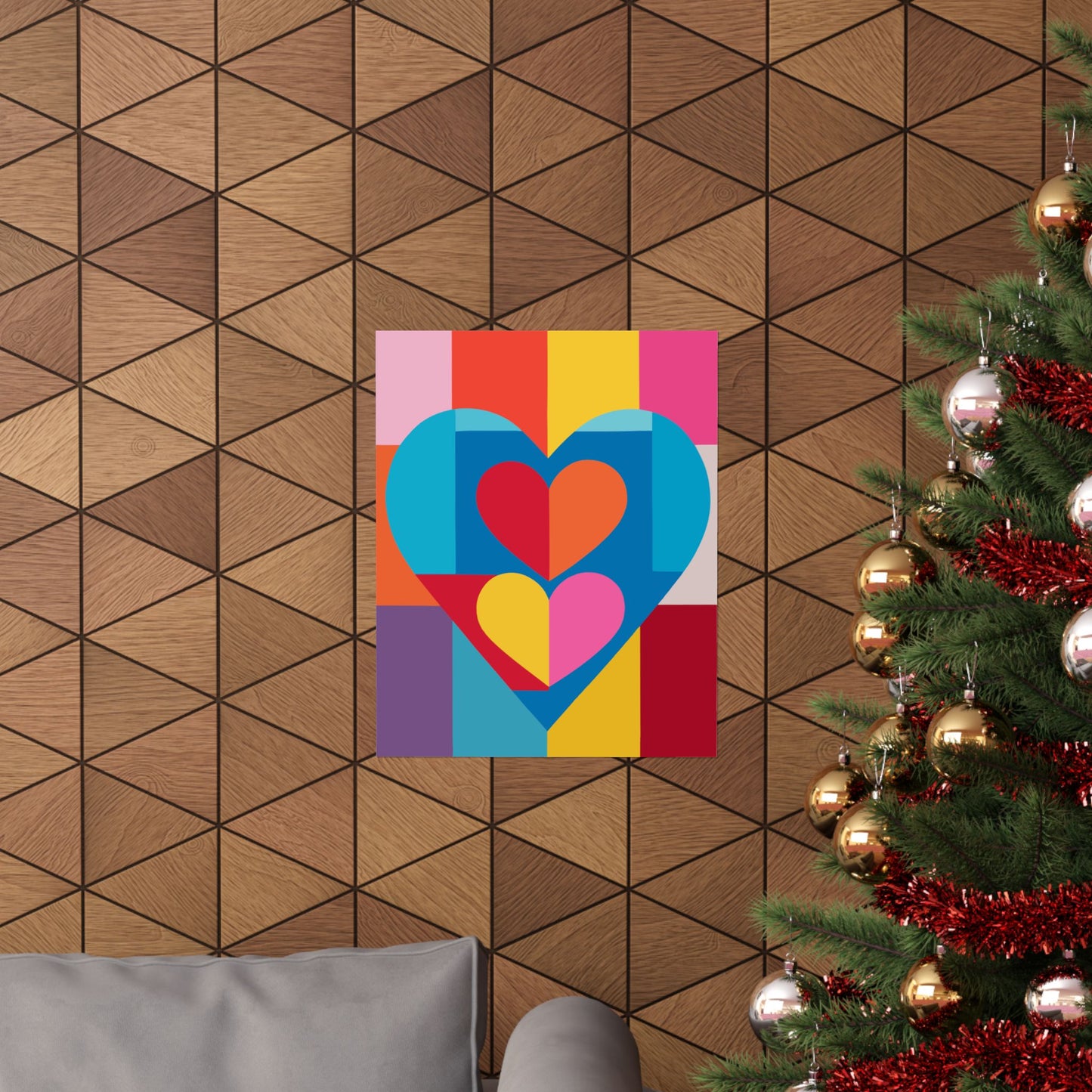 Colorful Geometric Heart Poster | Modern Graphic Wall Art Print