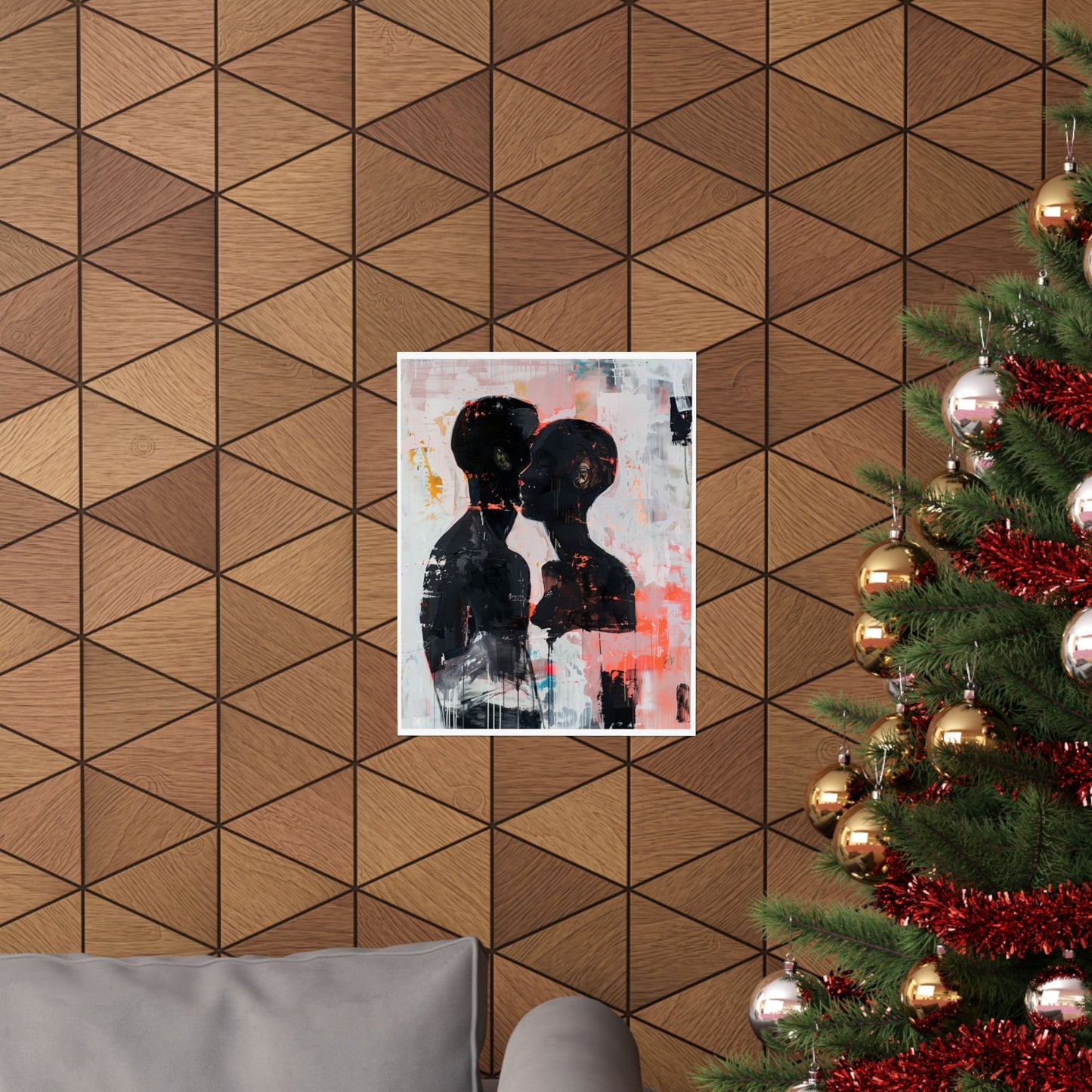 Abstract Black Couple Poster | Afro American Expressionist Wall Art