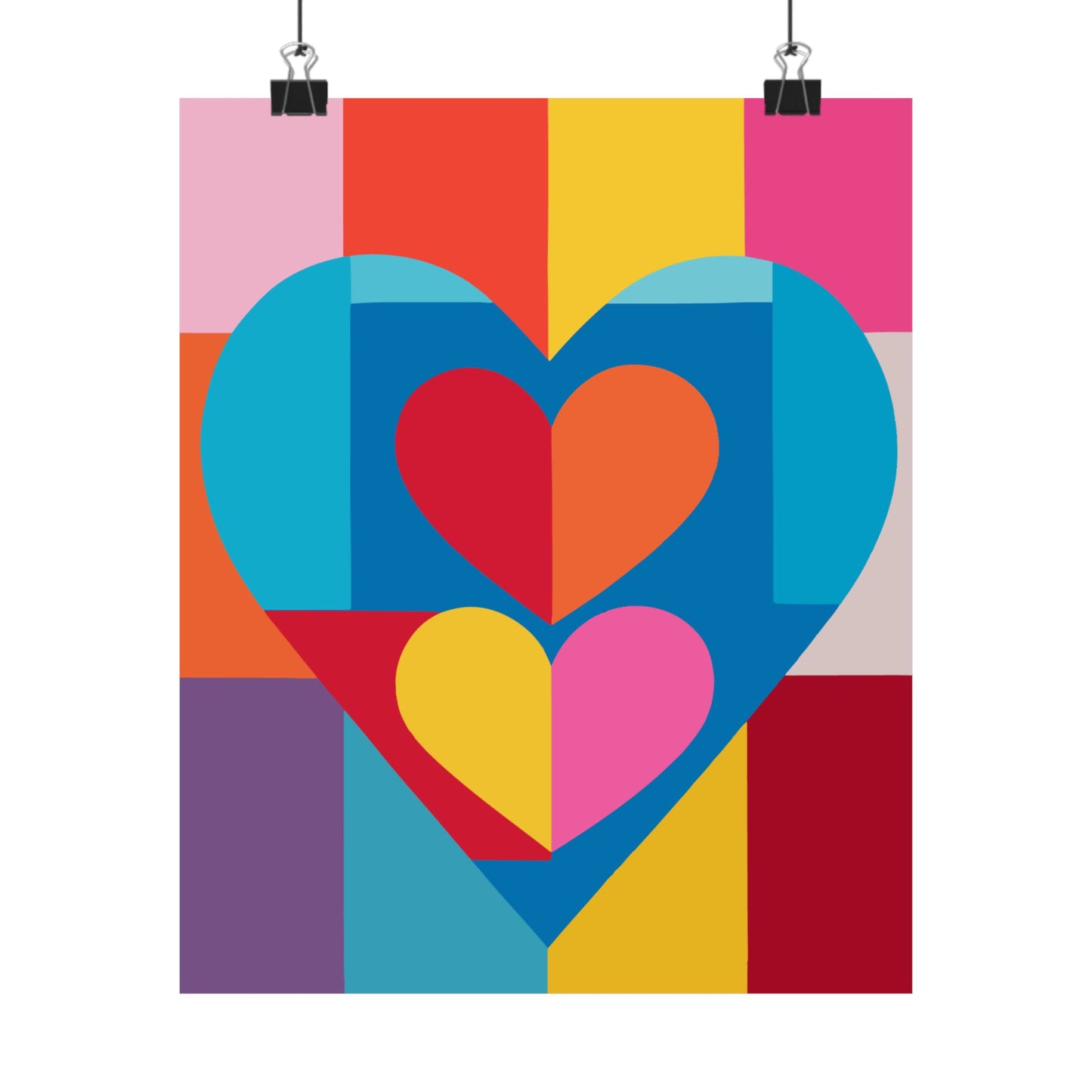 Colorful Geometric Heart Poster | Modern Graphic Wall Art Print