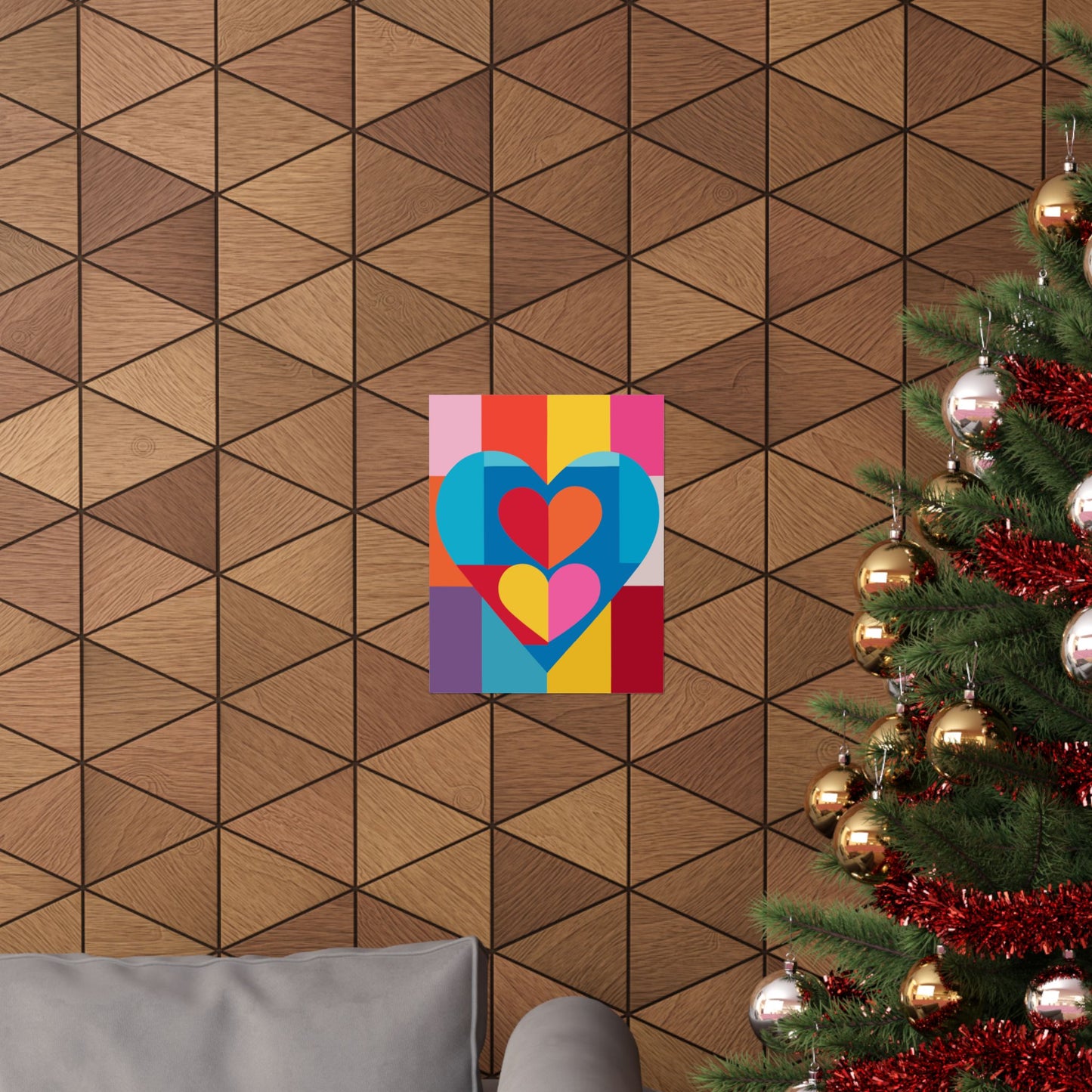Colorful Geometric Heart Poster | Modern Graphic Wall Art Print