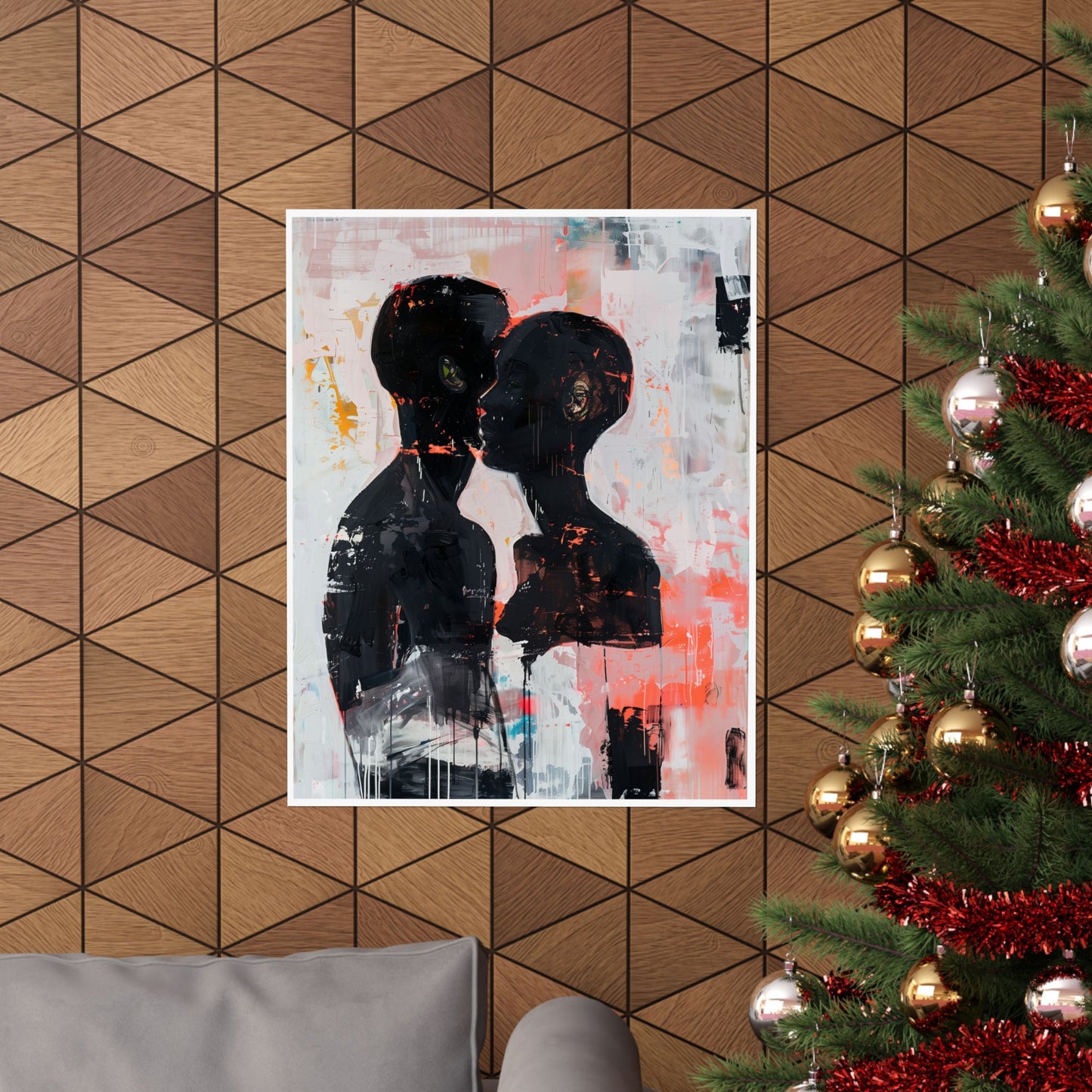 Abstract Black Couple Poster | Afro American Expressionist Wall Art