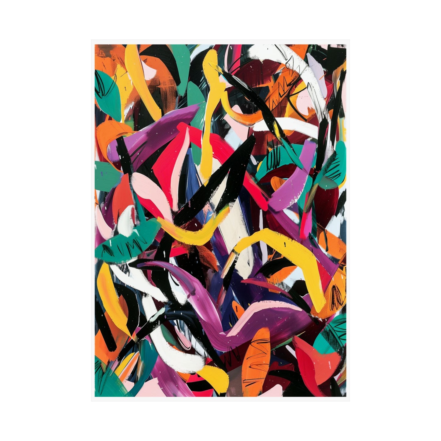 Dynamic Brushstroke Abstract Poster | Expressionist Color Splash Wall Art