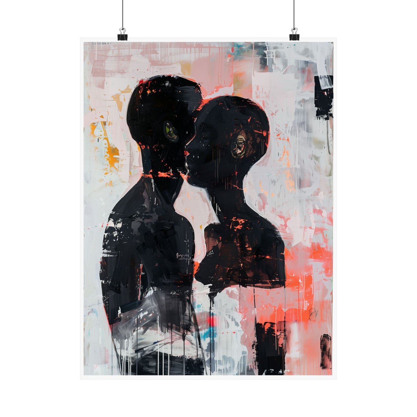 Abstract Black Couple Poster | Afro American Expressionist Wall Art