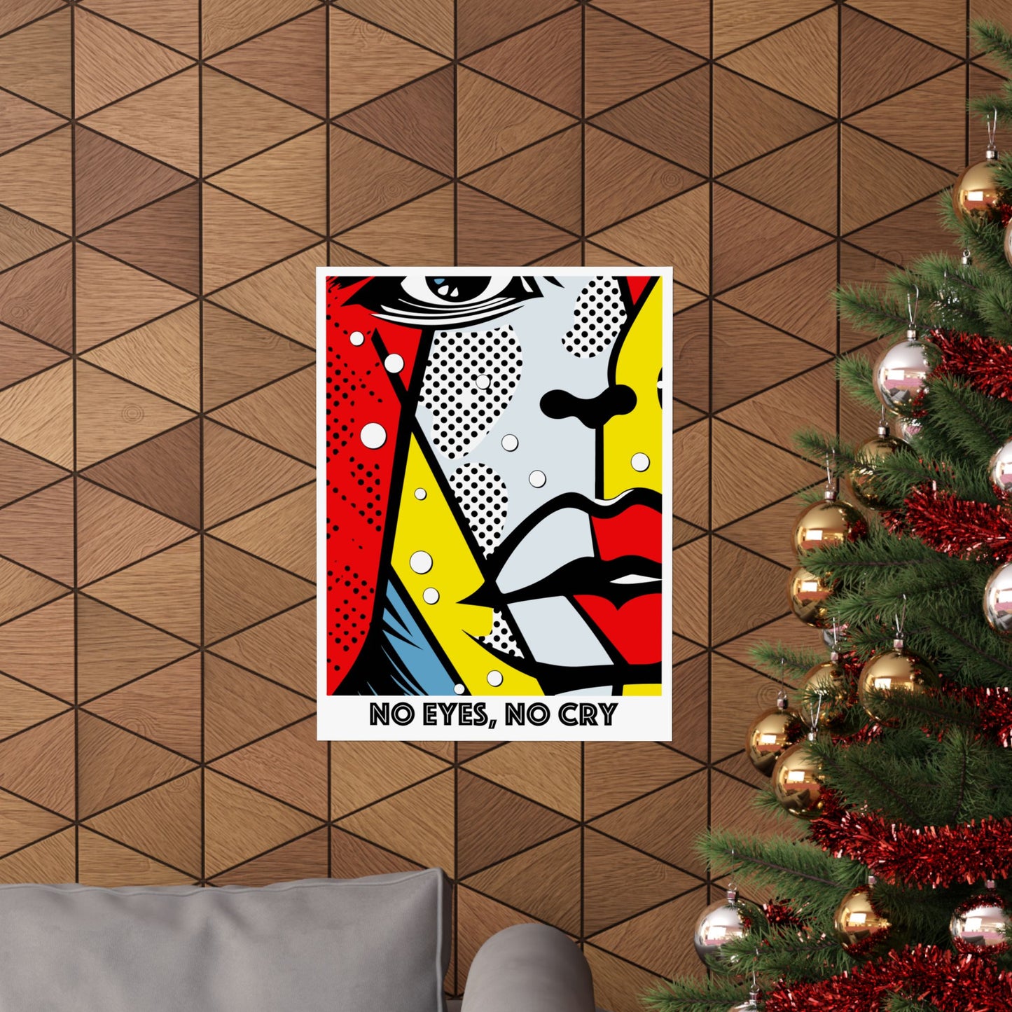 No Eyes No Cry Poster | Retro Dot Art Comic Style Print