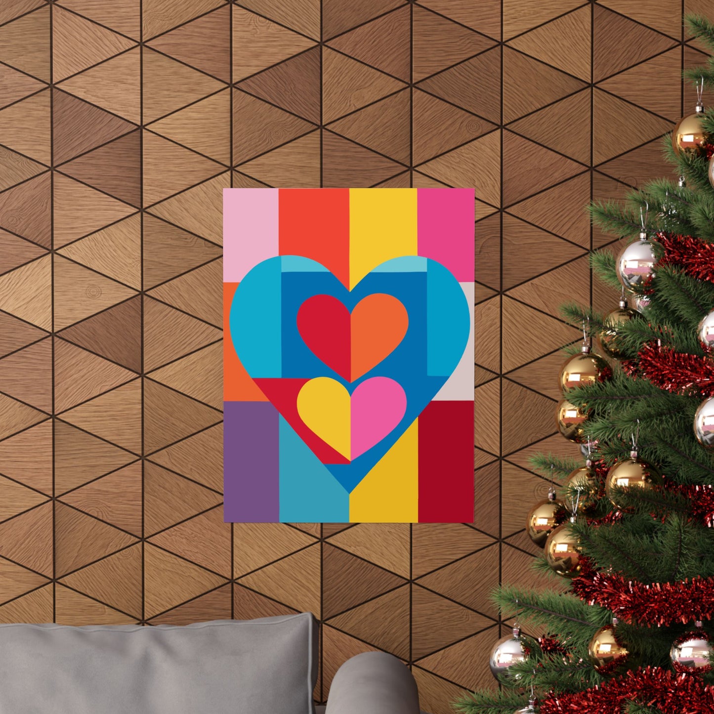 Colorful Geometric Heart Poster | Modern Graphic Wall Art Print