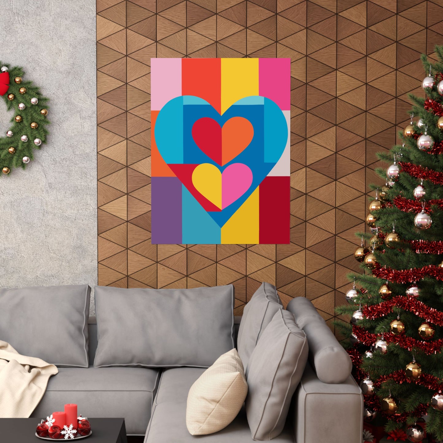 Colorful Geometric Heart Poster | Modern Graphic Wall Art Print