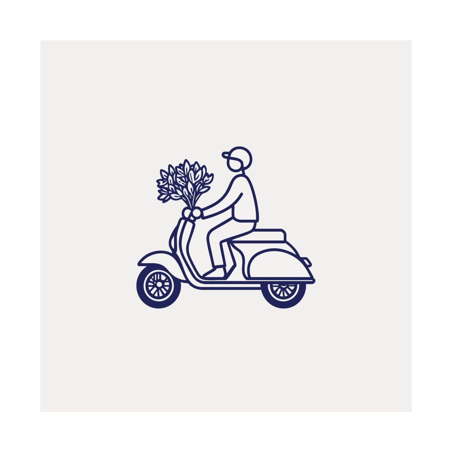 Minimalist Vespa Line Art Poster | Scooter with Flowers Wall Decor