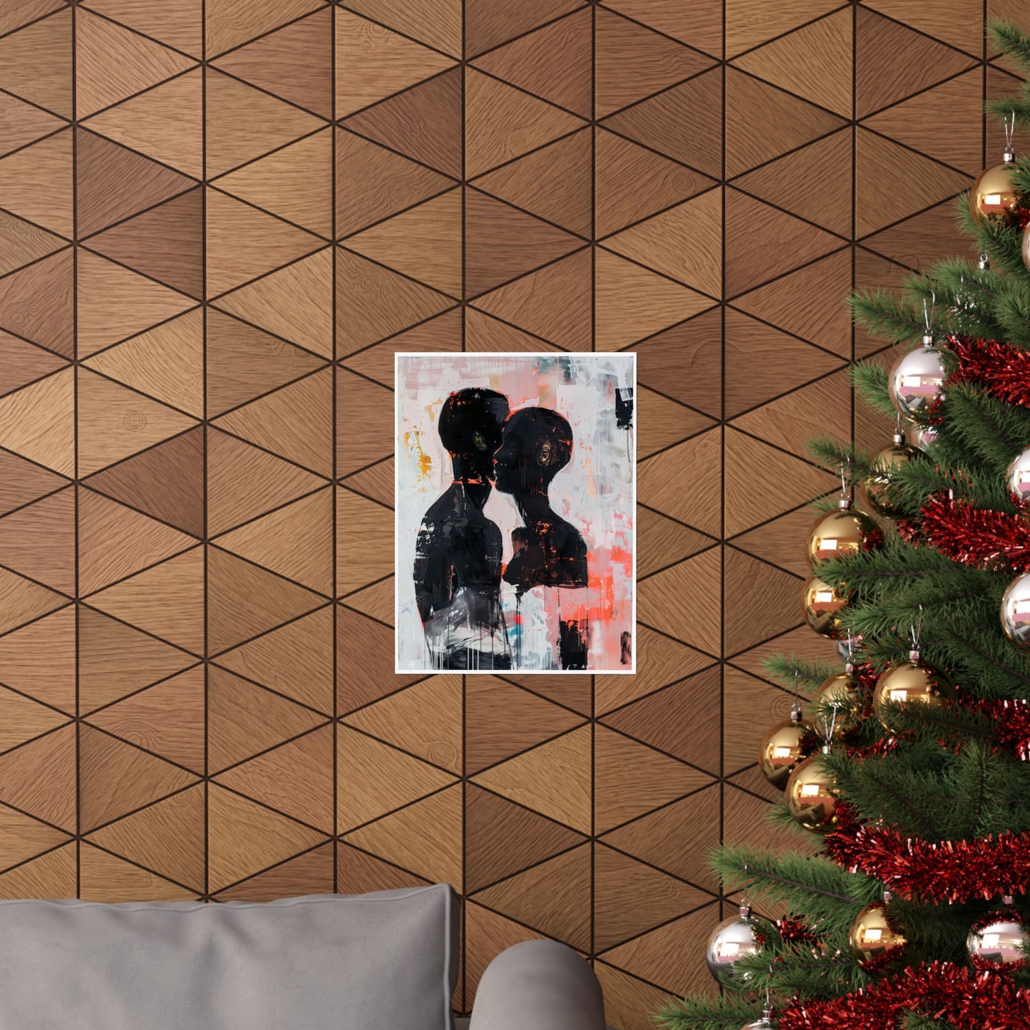 Abstract Black Couple Poster | Afro American Expressionist Wall Art