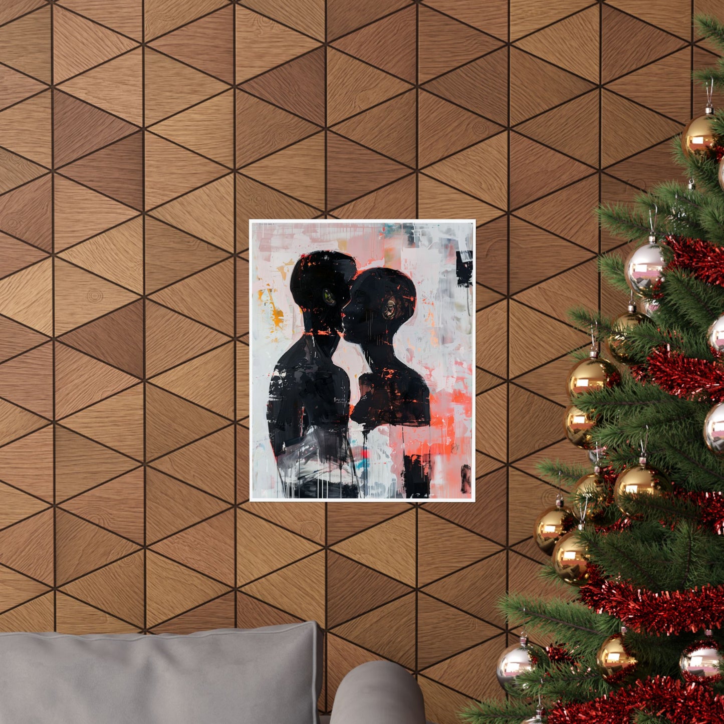 Abstract Black Couple Poster | Afro American Expressionist Wall Art