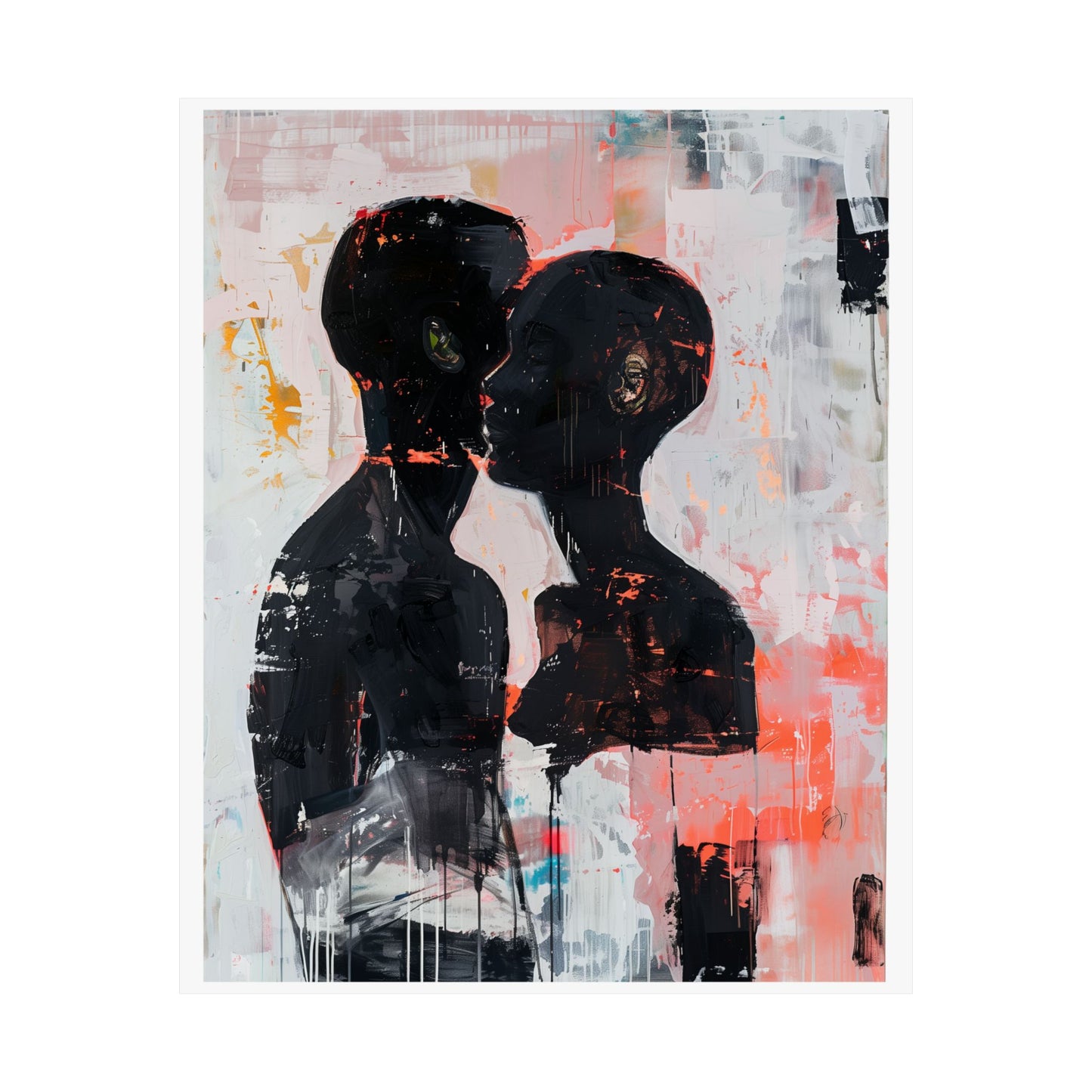 Abstract Black Couple Poster | Afro American Expressionist Wall Art