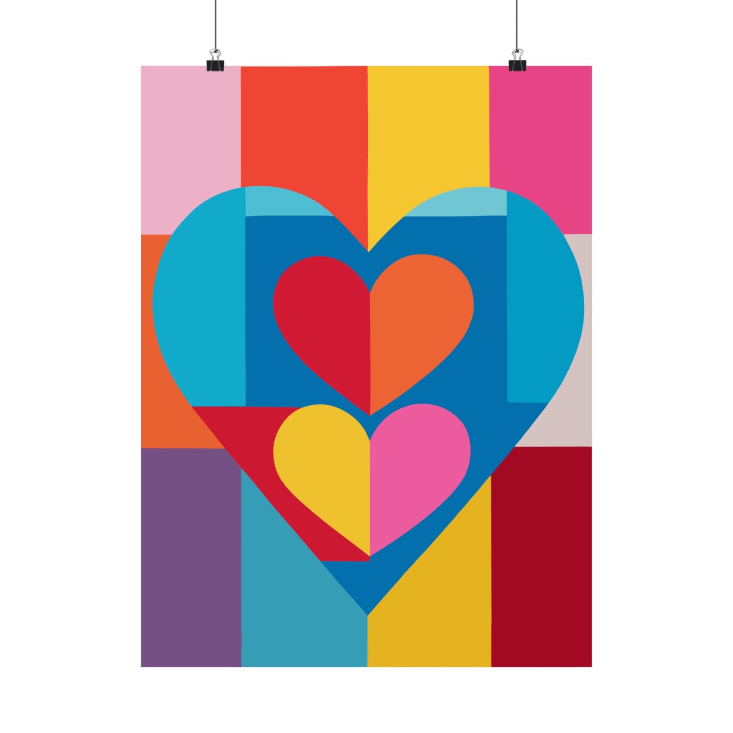 Colorful Geometric Heart Poster | Modern Graphic Wall Art Print