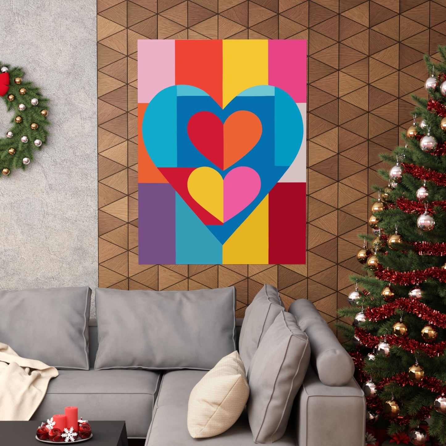 Colorful Geometric Heart Poster | Modern Graphic Wall Art Print