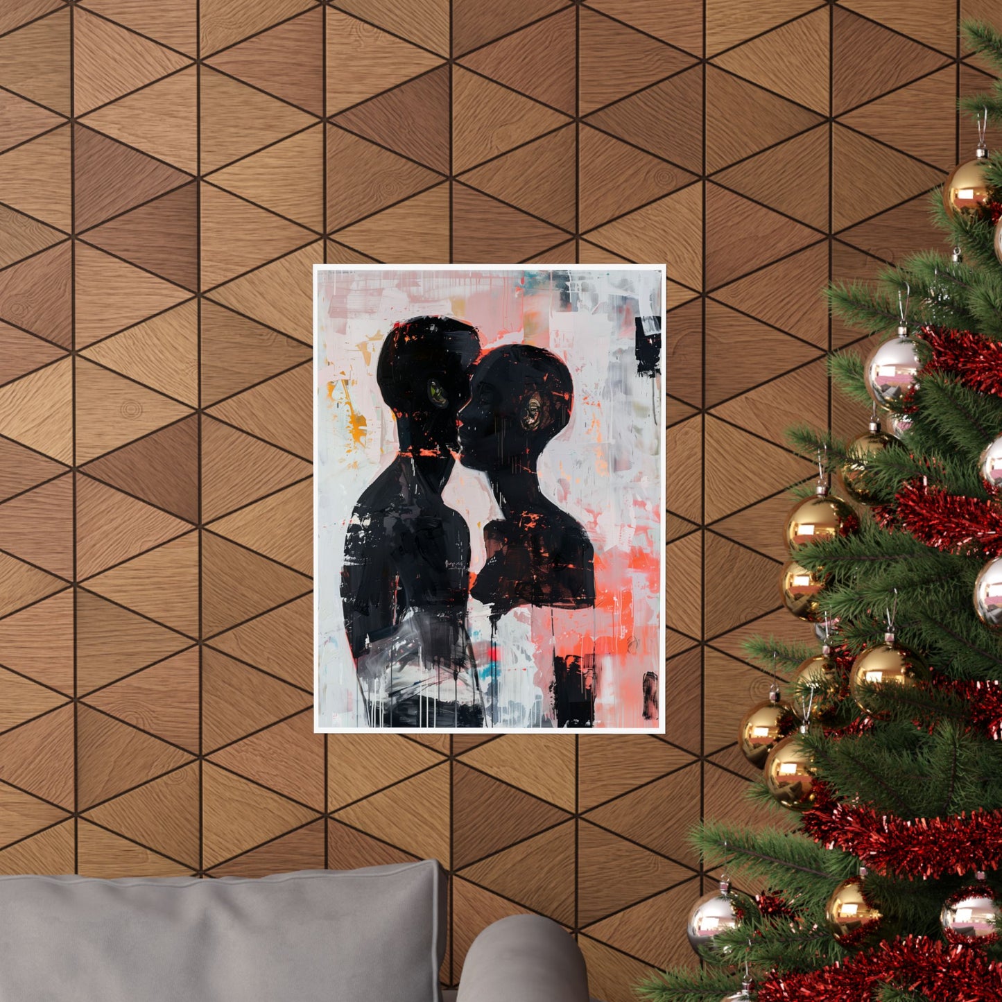 Abstract Black Couple Poster | Afro American Expressionist Wall Art