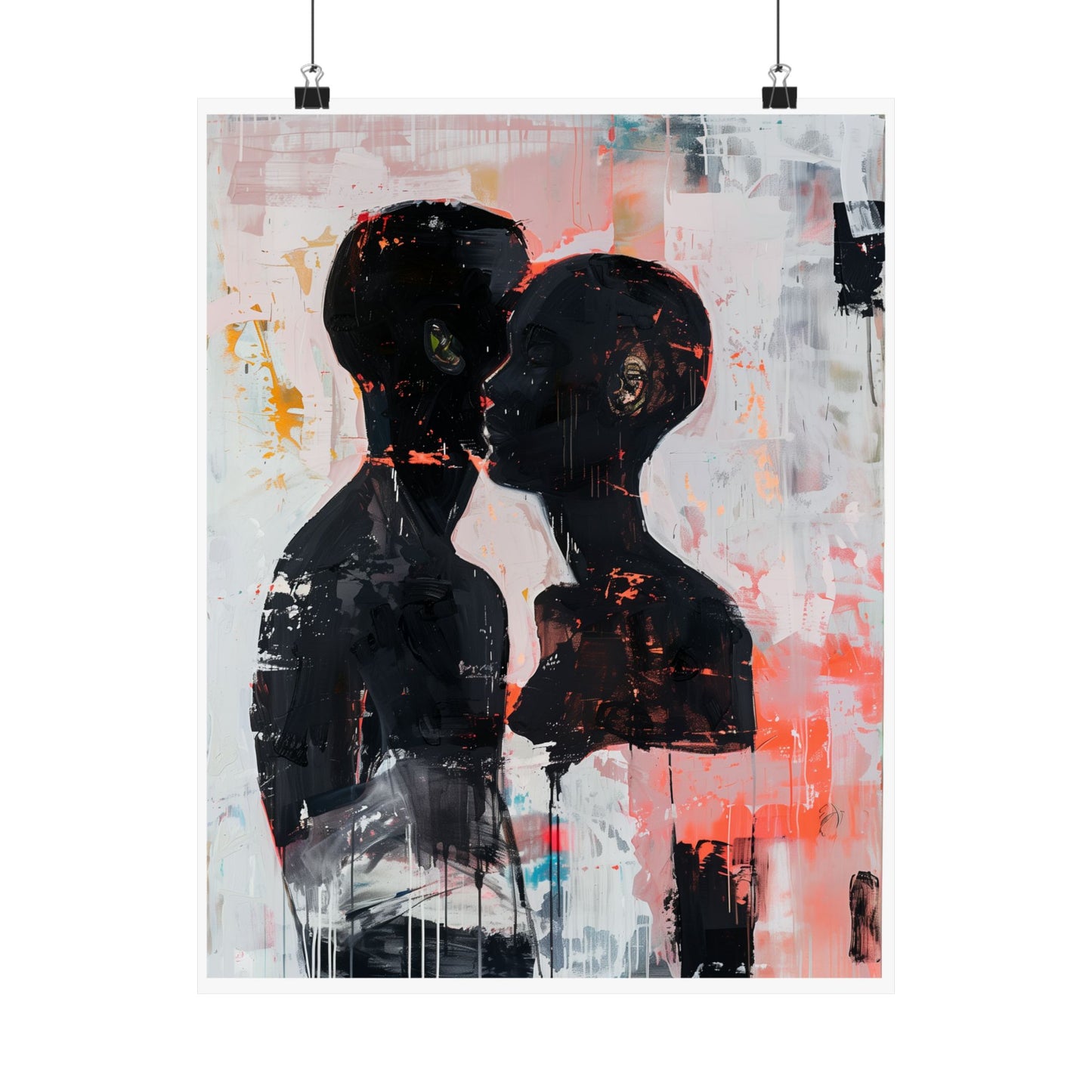 Abstract Black Couple Poster | Afro American Expressionist Wall Art