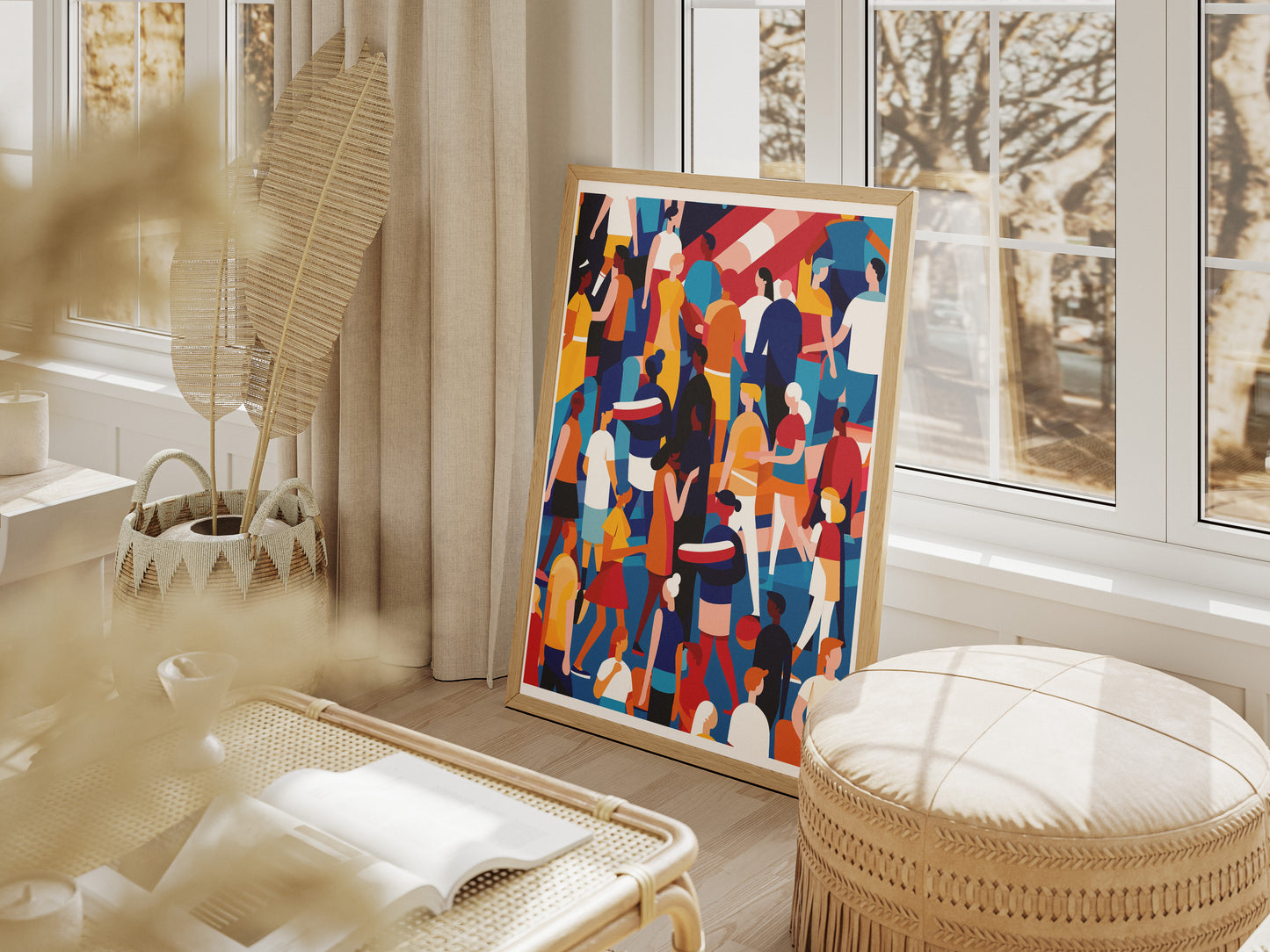 Abstract Crowd Poster | Vibrant Flat Illustration for Maximalist Wall Decor