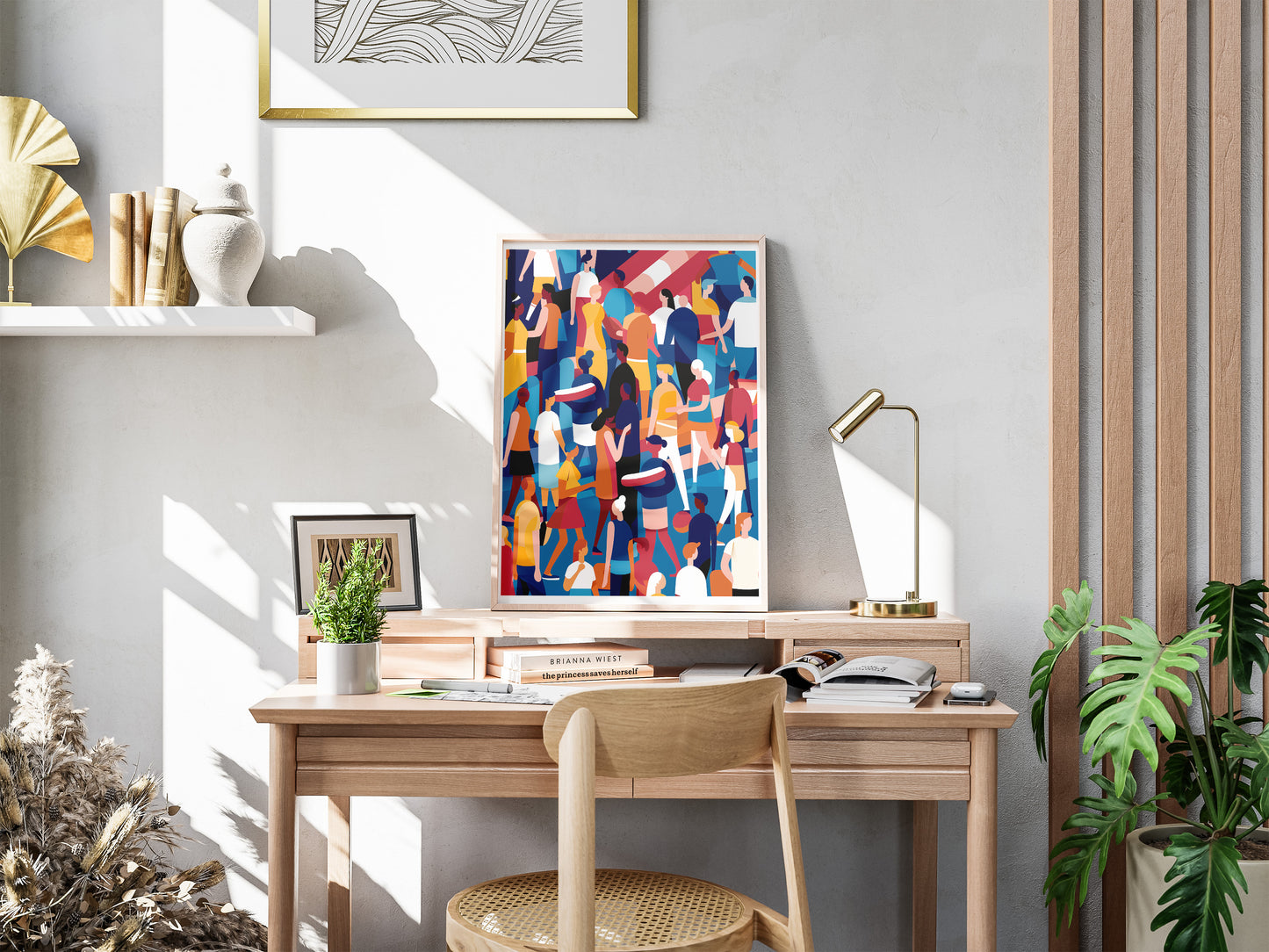 Abstract Crowd Poster | Vibrant Flat Illustration for Maximalist Wall Decor