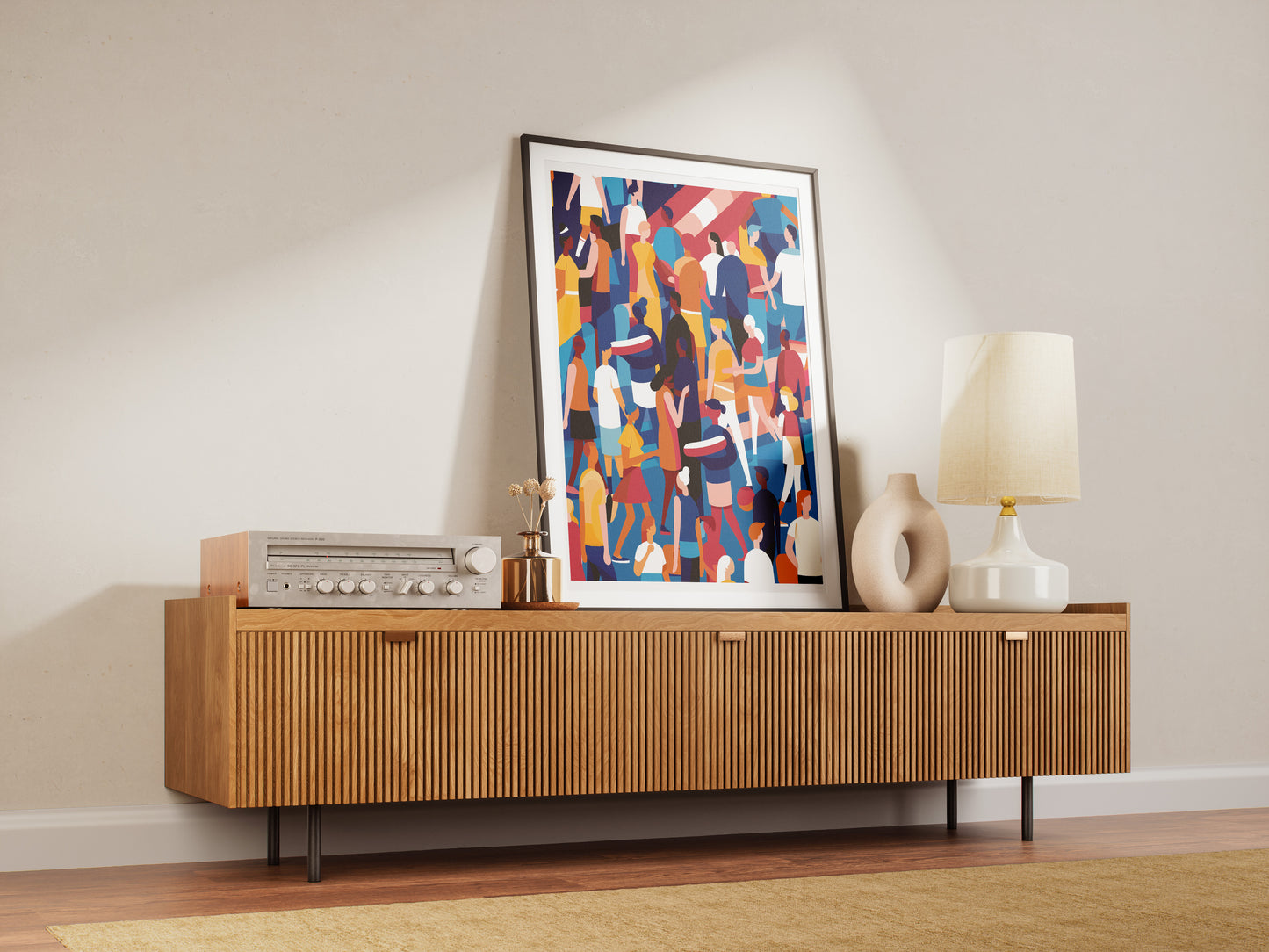 Abstract Crowd Poster | Vibrant Flat Illustration for Maximalist Wall Decor