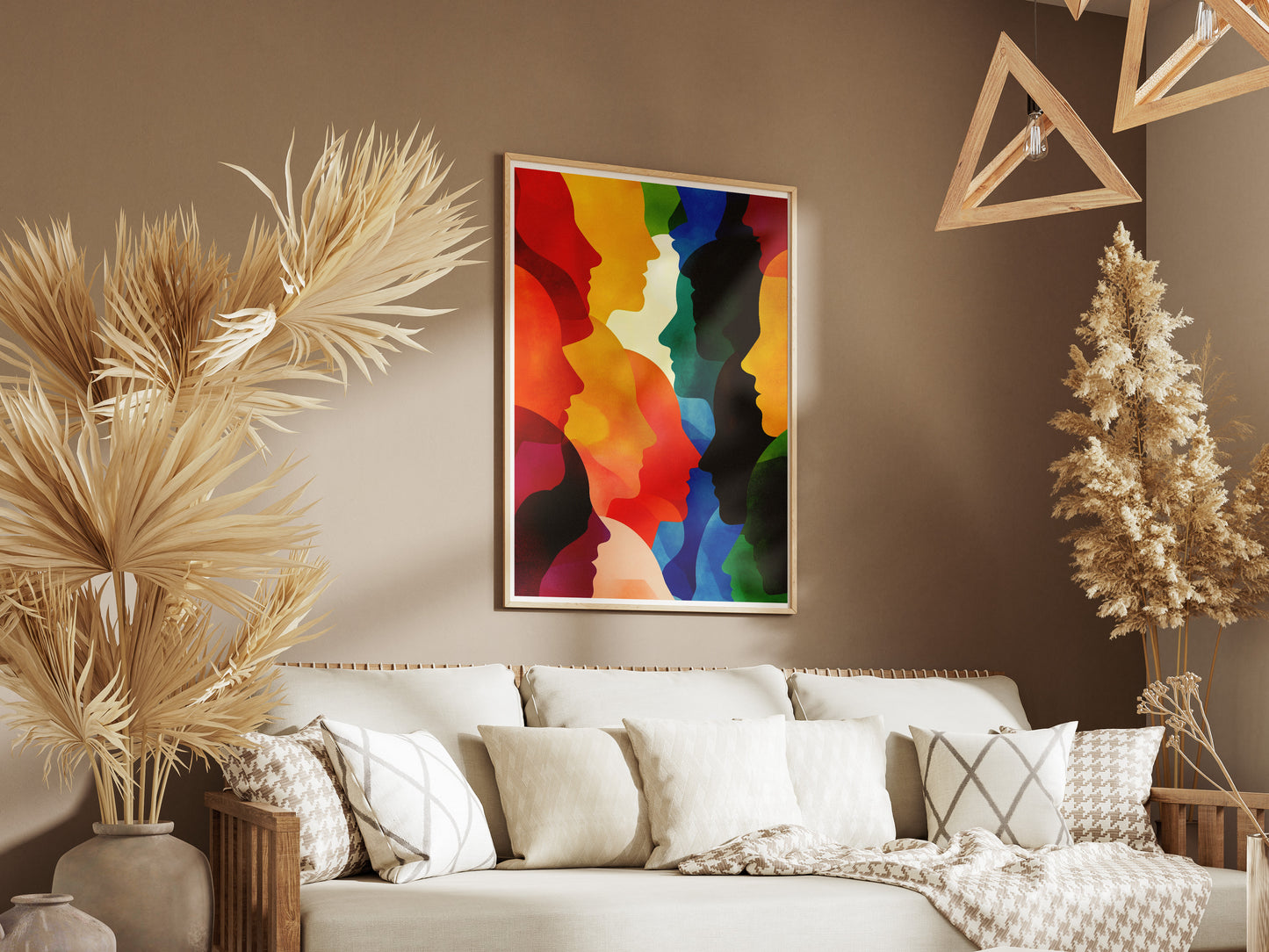 Abstract Human Faces Poster | Colorful Silhouette Inclusion Wall Art