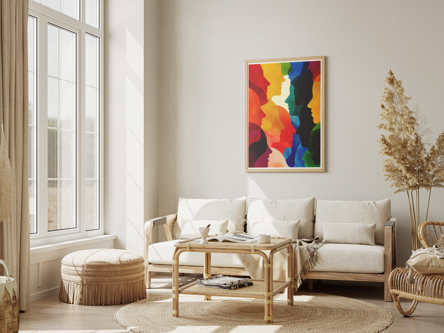 Abstract Human Faces Poster | Colorful Silhouette Inclusion Wall Art