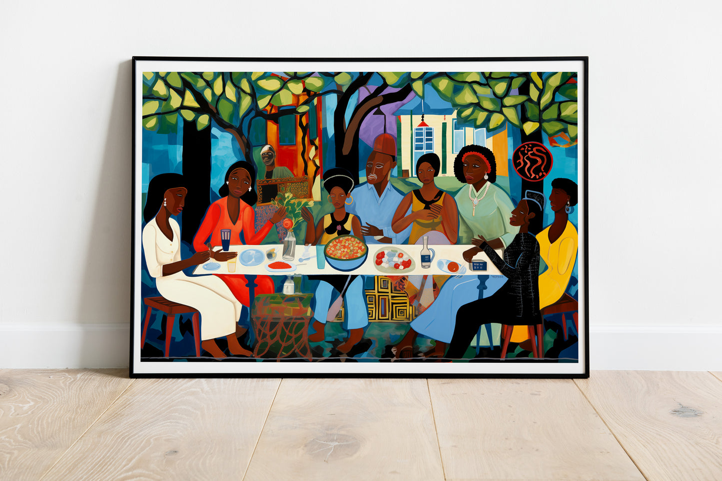 African American Family Dinner Poster | Cultural Unity Wall Art Print