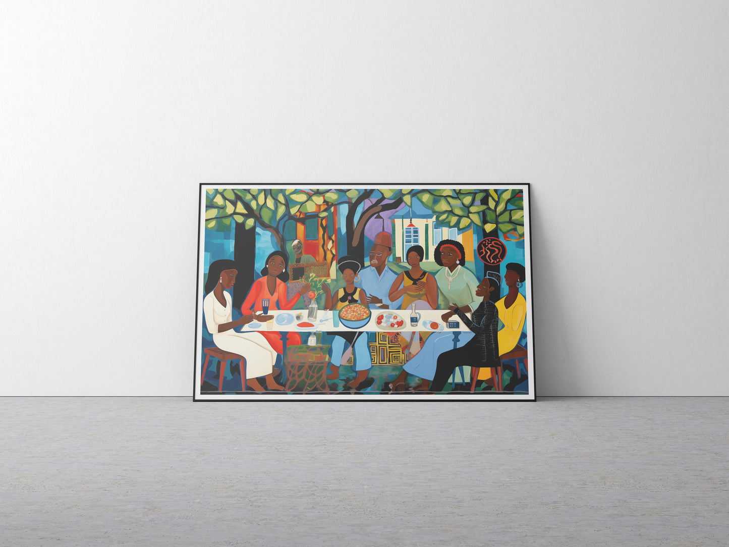 African American Family Dinner Poster | Cultural Unity Wall Art Print