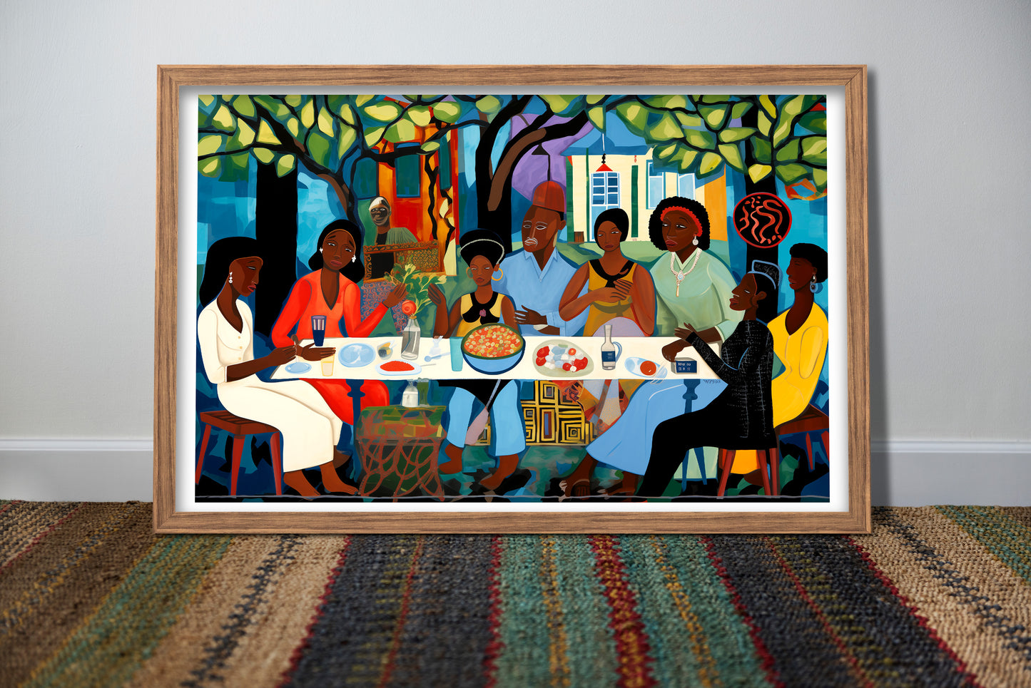 African American Family Dinner Poster | Cultural Unity Wall Art Print