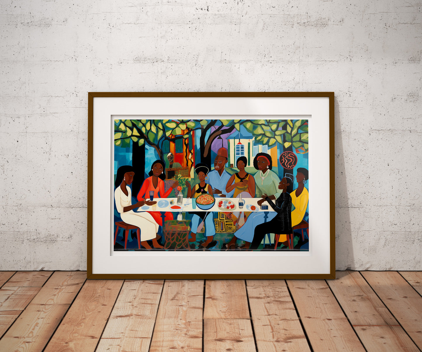 African American Family Dinner Poster | Cultural Unity Wall Art Print