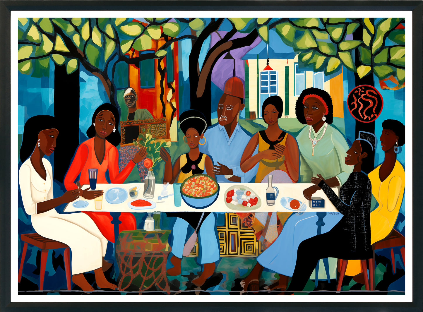 African American Family Dinner Poster | Cultural Unity Wall Art Print